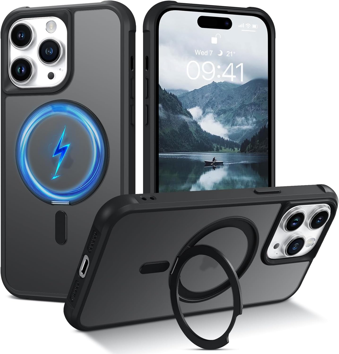 BENTOBEN for Iphone 14 Pro Max Phone Case with Invisible Magnetic Stand,Iphone 14 Pro Max Case[Compatible with Magsafe]Translucent Shockproof Women Men Protective Case for Iphone 14 Pro Max 6.7",Black  BENTOBEN   