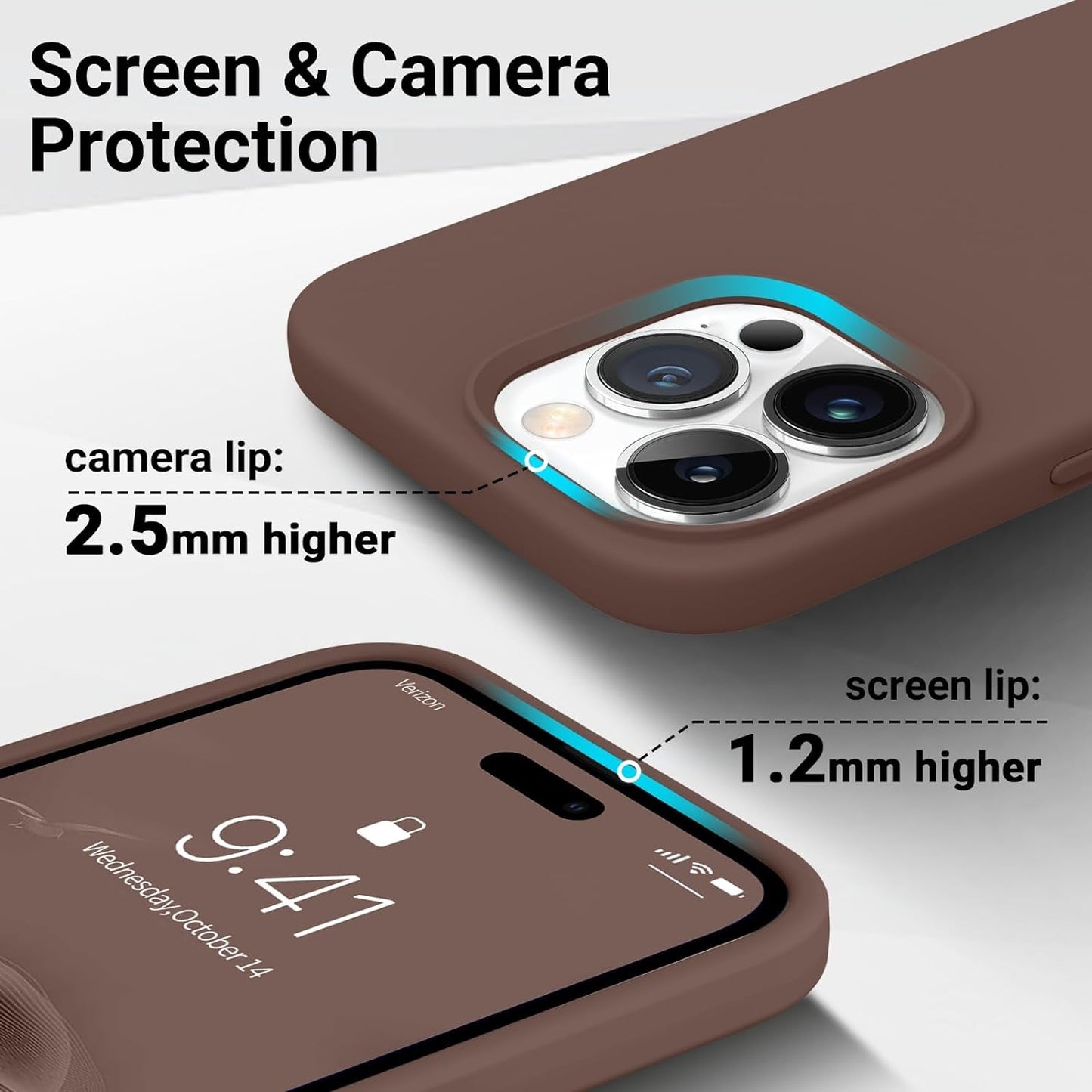 AOTESIER Shockproof Series Iphone 14 Pro Max Case, Silicone Ultra Slim Thin Cover, Full-Body Protective Phone Case for Iphone 14 Promax Case, 6.7 Inch, Chocolate  AOTESIER   