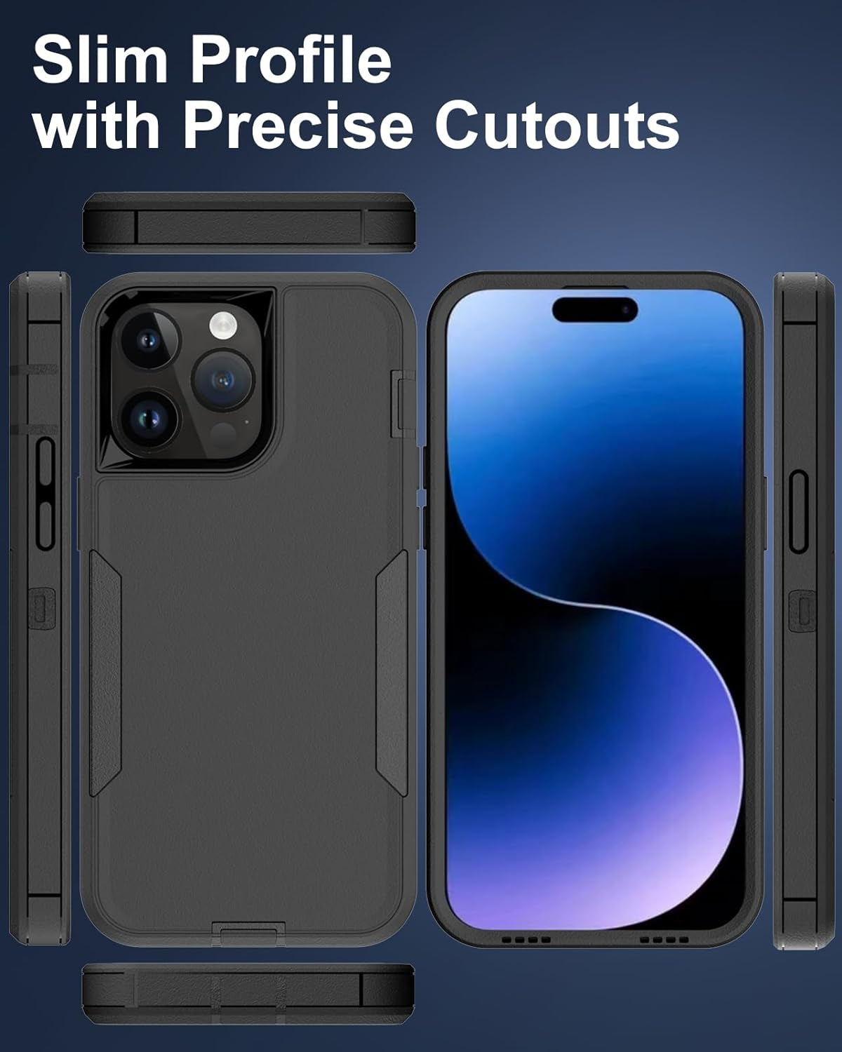 Dahkoiz for Iphone 15 Pro Phone Case, and Glass Screen Protector, Dust-Proof Port Cover, Full Body Non-Slip Rubber Covered, Wear-Resistant & Drop-Proof, Black/Black  UNISMART INC   