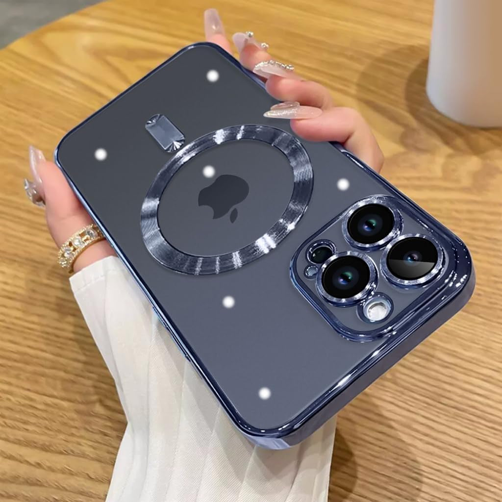 OOK Case Made for Iphone 15 Pro Max 6.7 Inch [Built-In Camera Lens Protector] [Compatible with Magsafe] Anti-Scratch Shockproof Protective Slim Electroplated Case for Women Men - Green  OOK Blue  