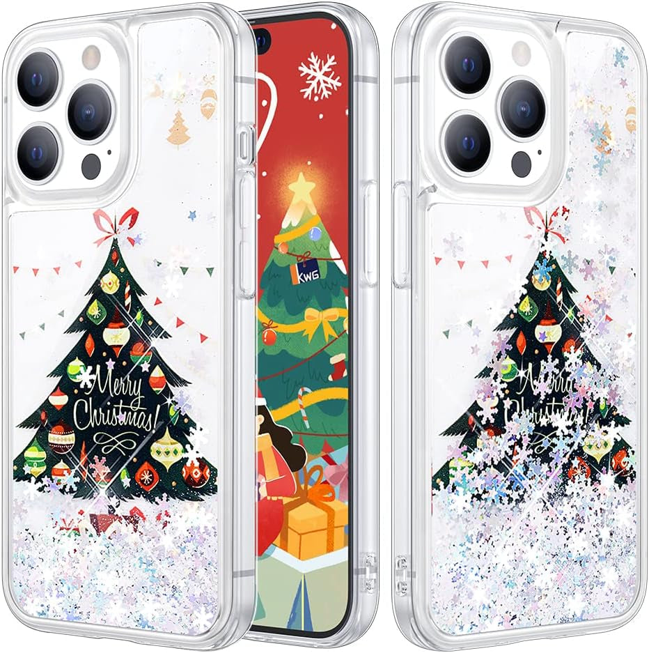 Caka for Iphone 14 Pro Case, Iphone 14 Pro Case Glitter Christmas for Women Girls Girly Bling Sparkle Flowing Floating Snowflake Quicksand Clear Phone Case Cover for Iphone 14 Pro 6.1 Inch Snowman  Caka   