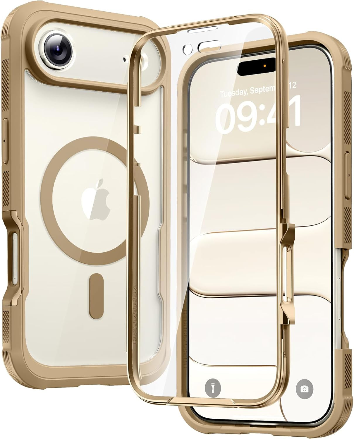 Diaclara Magnetic Designed for Iphone 17 Pro Max Case Full Body Bumper,[Compatible with Magsafe] Military Drop Proof Cover with Built-In Touch Sensitive Anti-Scratch Screen Protector,Orange