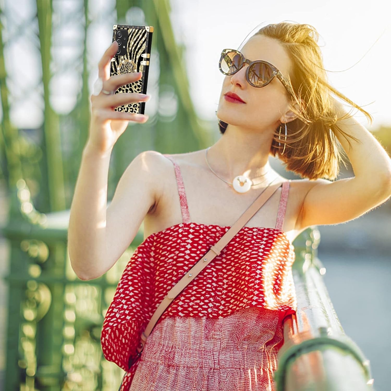 Case for Galaxy A53 5G, for Samsung A53 5G Phone Case with Ring Stand Retro Elegant Luxury Sparkle Leopard Cheetah Print Design Gold Full Protection Square Protective Phone Cover for Girls Women