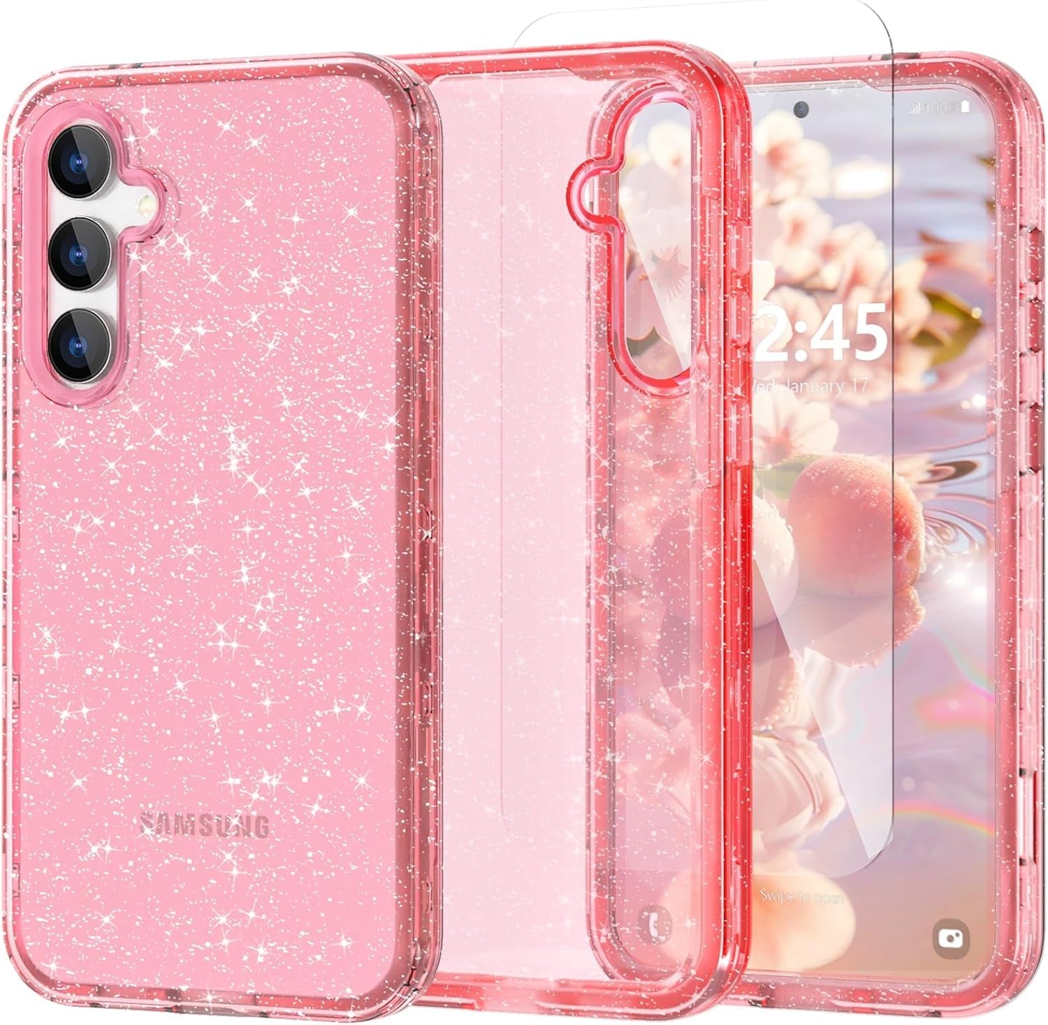 ACKETBOX for Samsung Galaxy S23 FE Case,Glitter Clear Case S23 Fe,Shockproof Bumper Protective Phone Cover,Designed for Samsung S23 FE 5G 6.4"(Clear Bling)