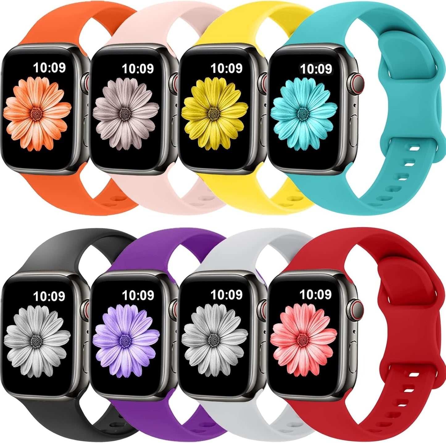 Bands Compatible with Apple Watch Band 38Mm 40Mm 41Mm 42Mm 44Mm 45Mm 49Mm for Women Men,Silicone Iwatch Bands Replacement Strap Wristbands for Iwatch Series 9 8 7 6 5 4 3 2 1 SE Ultra.