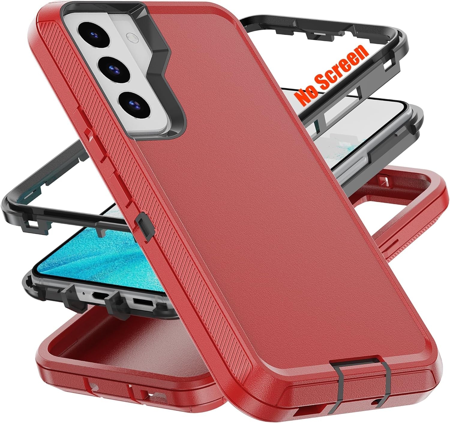 AYMECL for S22+ Case,Galaxy S22+ Case,Samsung S22+ Case [Military Grade] 3 in 1 Full Body Shockproof Dust/Drop Proof Heavy Duty Protection Cover,For Samsung Galaxy S22 plus 6.6 Inch,Black+Red