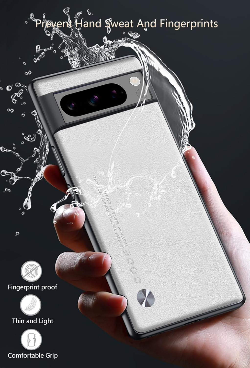 For Google Pixel 8 Pro Case 5G, Soft TPU Artificial Leather Case,Extremely Light Ultra-Light Camera Protection Leather Cover Case for Google Pixel 8 Pro 5G (White)  Puxssul   