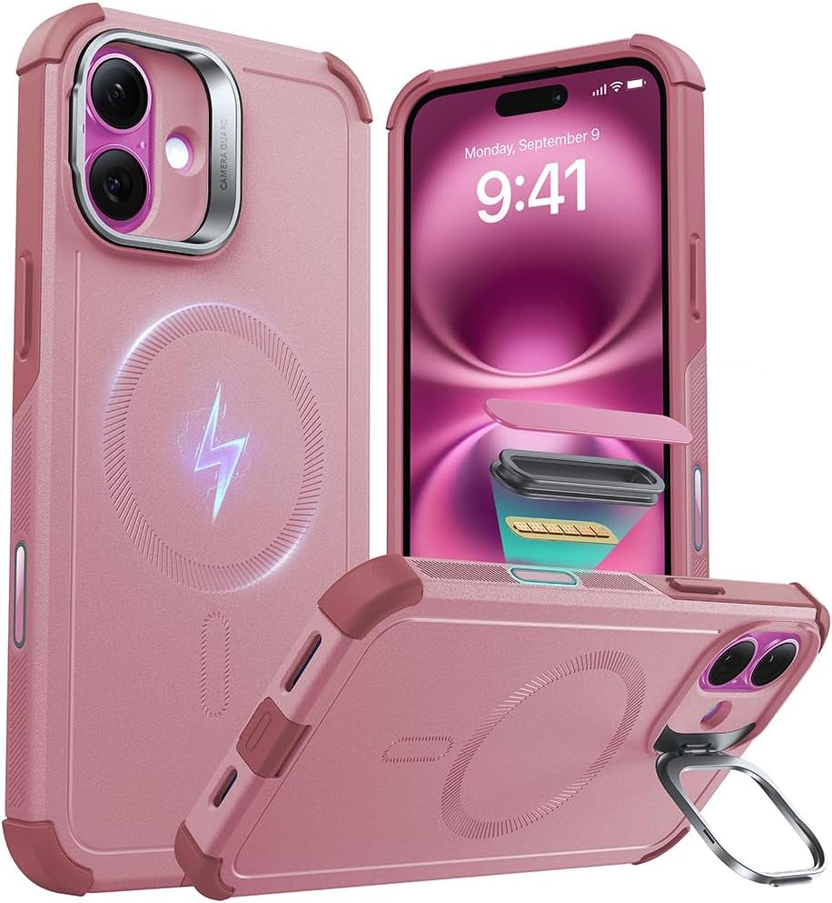 ESR for Iphone 17 Pro Case with Stash Stand, 7X Military-Grade Drop Protection with Camera Control, Shock-Absorbing Phone Rugged Cover, Compatible with Magsafe Accessories, Cyber Series, Black