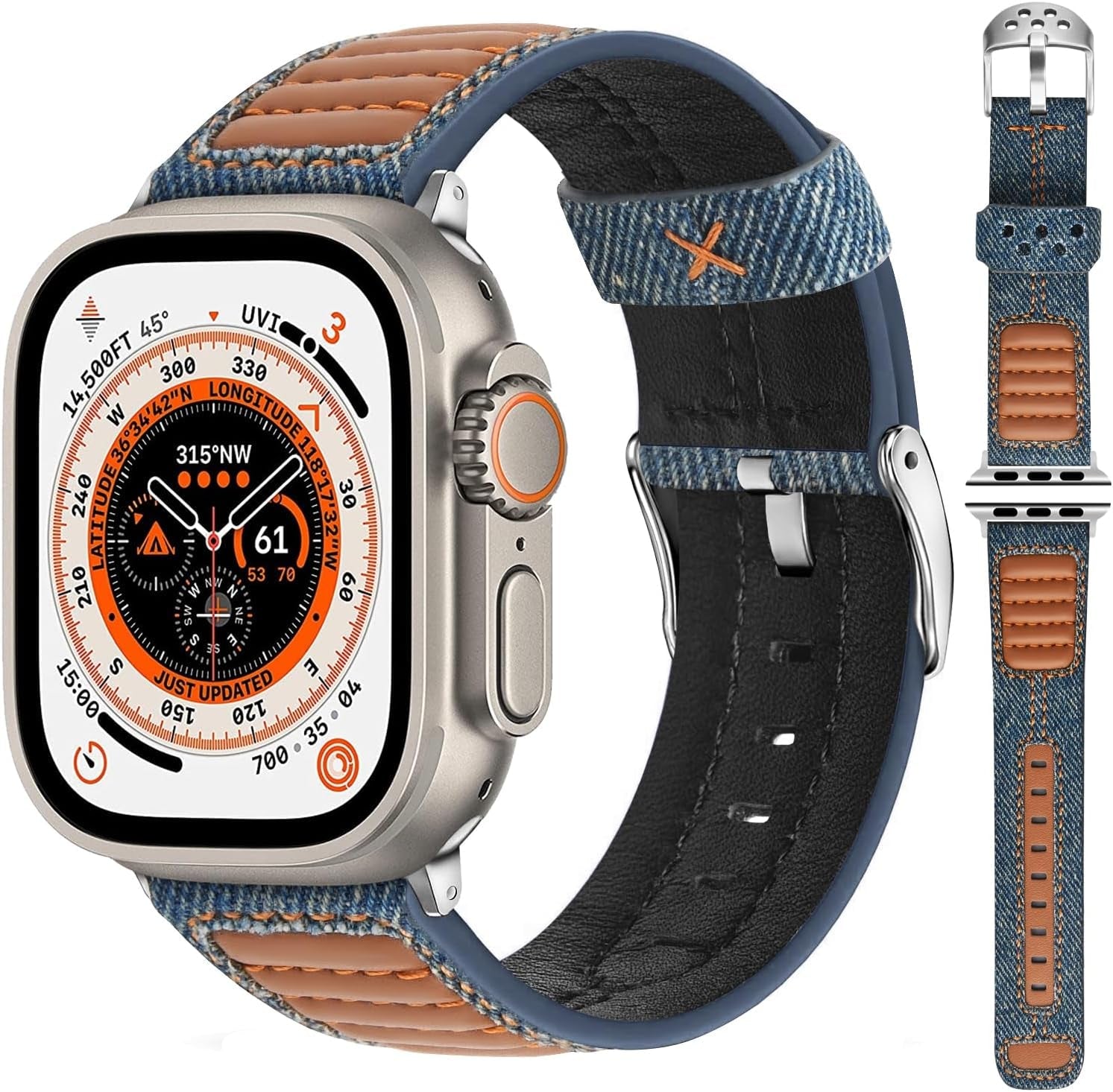 Fullmosa Café Racer Leather Apple Watch Band 49Mm 45Mm 44Mm 42Mm 41Mm 40Mm 38Mm Genuine Iwatch Bands for Men/Women Easily Upgrade Your Apple Watch with Premium Smart Watch Bands