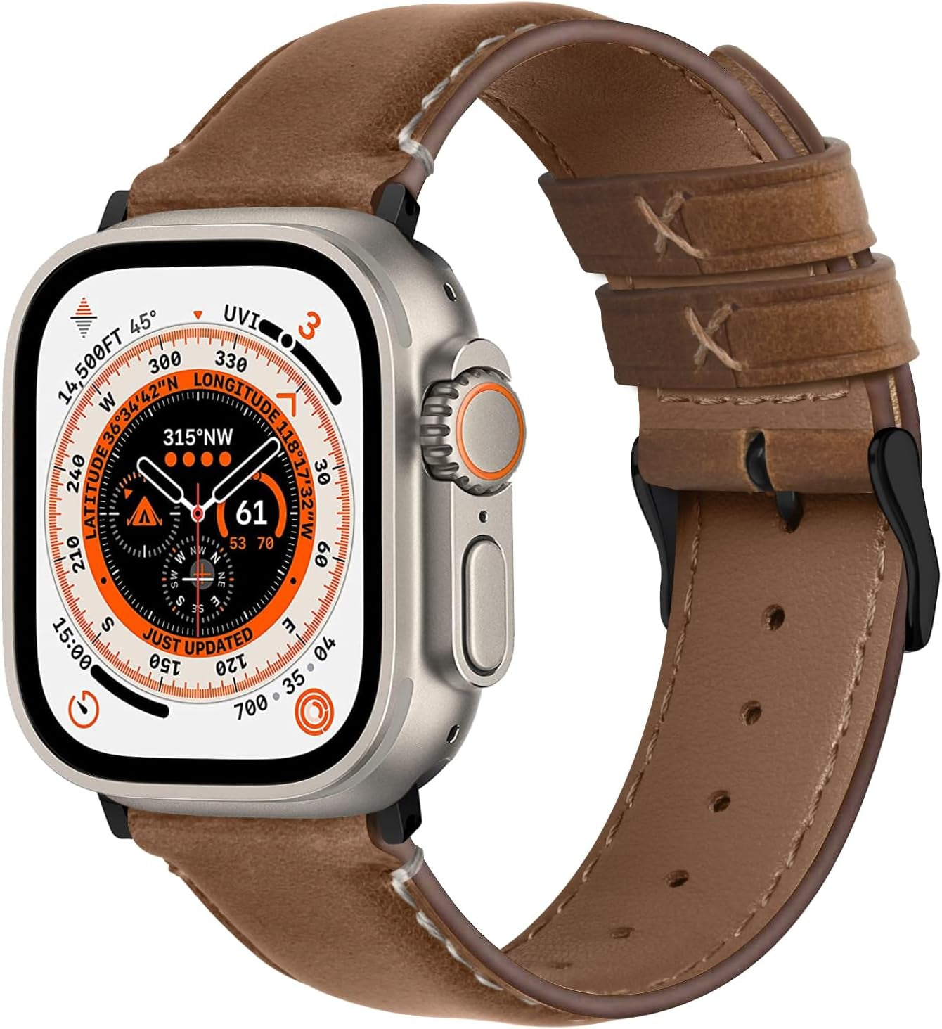 Fullmosa Retro Leather Bands Compatible with Apple Watch 38Mm 40Mm 41Mm for Men Women, Top Grain Real Leather Strap for Iwatch Series 9/8/7/6/5/4/3/2/1/SE/SE2, Brown+Black Buckle