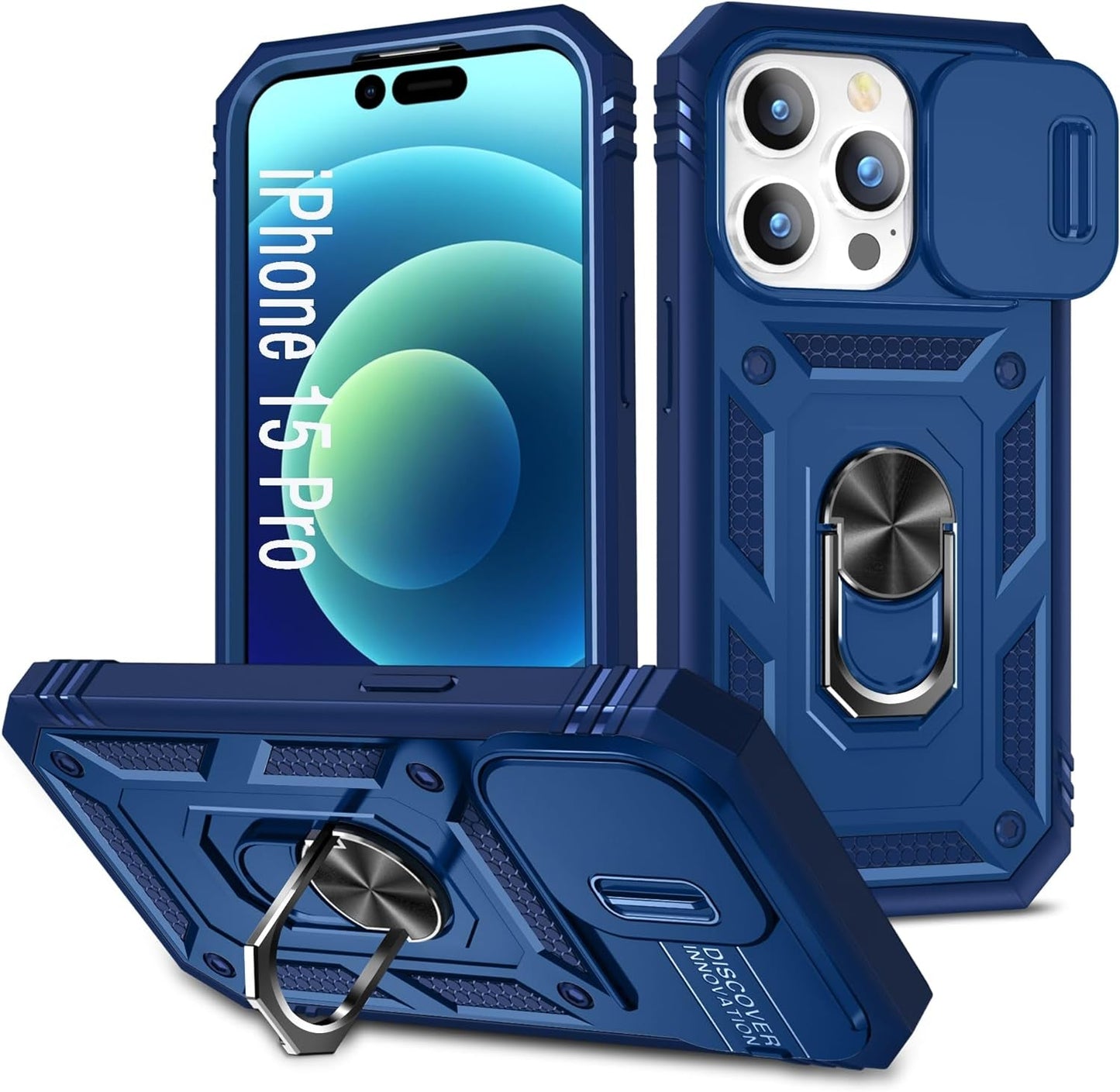 DAWEIXEAU Case Compatible with Iphone 15 Pro Max, Shockproof Impact Resistant with Slide Lens Protective Cover Case for Iphone 15 Pro Max 6.7 Inch (Pink Green)  DAWEIXEAU Blue Iphone 15 Pro 6.1" 