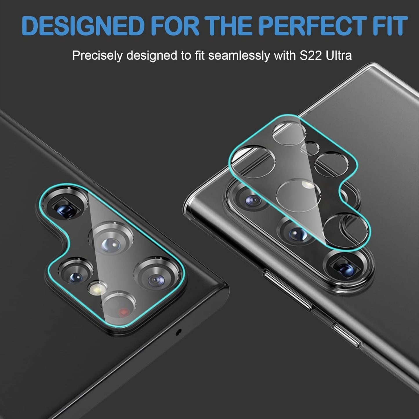 Arshek [4 Pack] Camera Lens Protector Cover for Samsung Galaxy S22 Ultra 5G, 9H Tempered Glass Camera Screen Protector, Case
