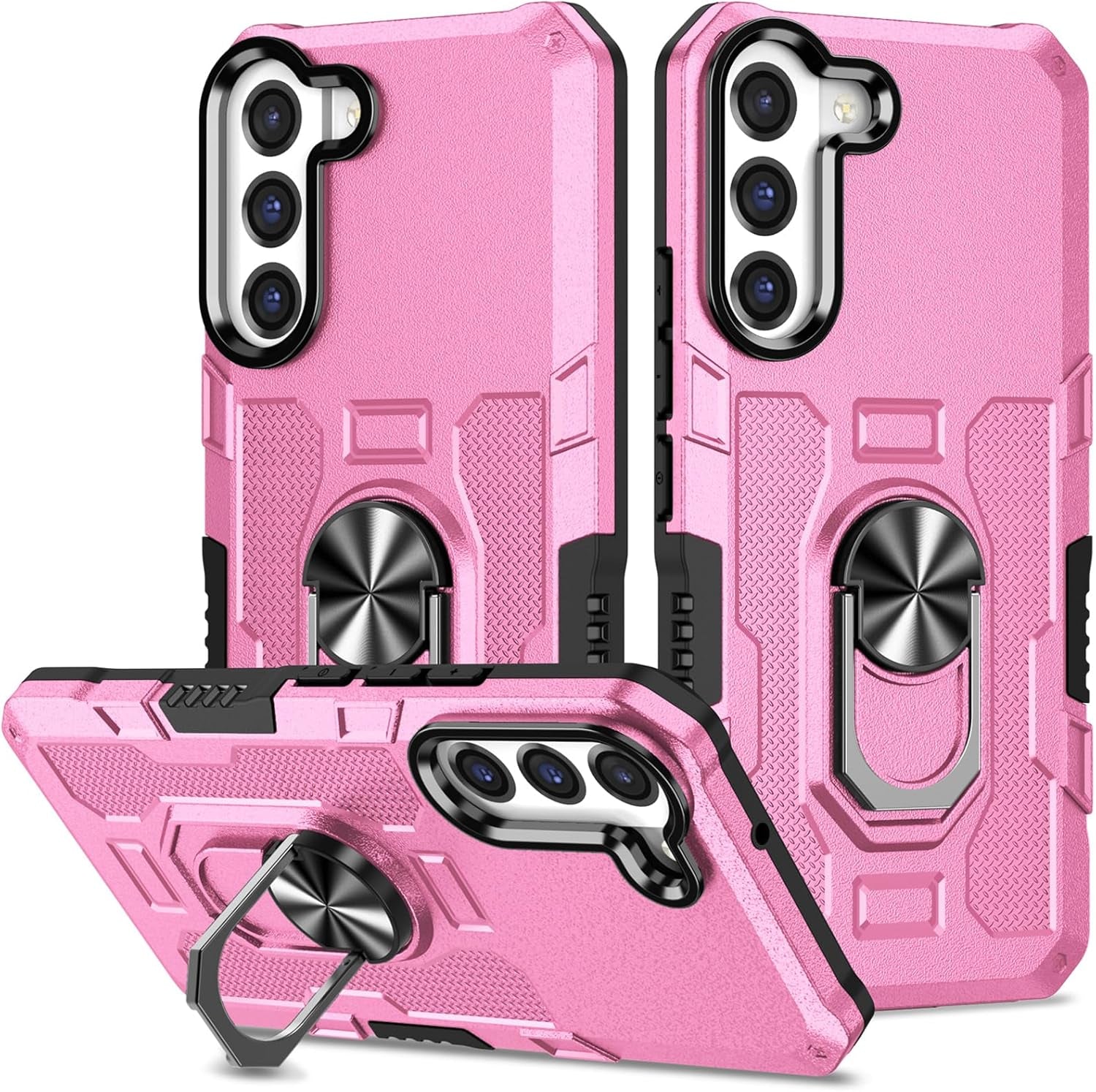 For Samung Galaxy S22 plus Case S22+ plus Case with Ring Kickstand Military Grade Shockproof Case Cover Anti-Scratch Protective Armor for Galaxy S22 plus S22+ plus Phone Case (Pink)