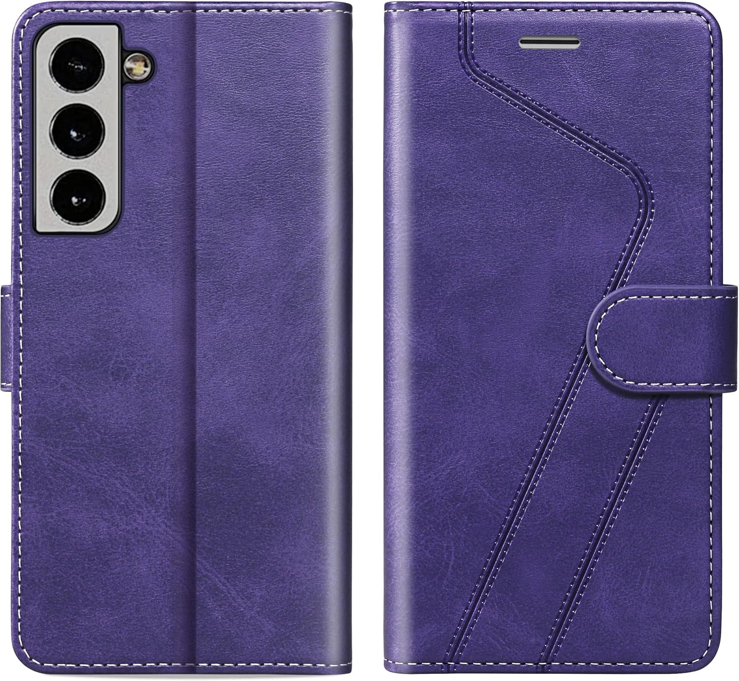 CIVICASEA for Samsung Galaxy S22+/Plus Wallet Case, Flip Case with RFID Blocking Credit Card Holder, PU Leather Matching Phone Case Samsung S22 plus Red&