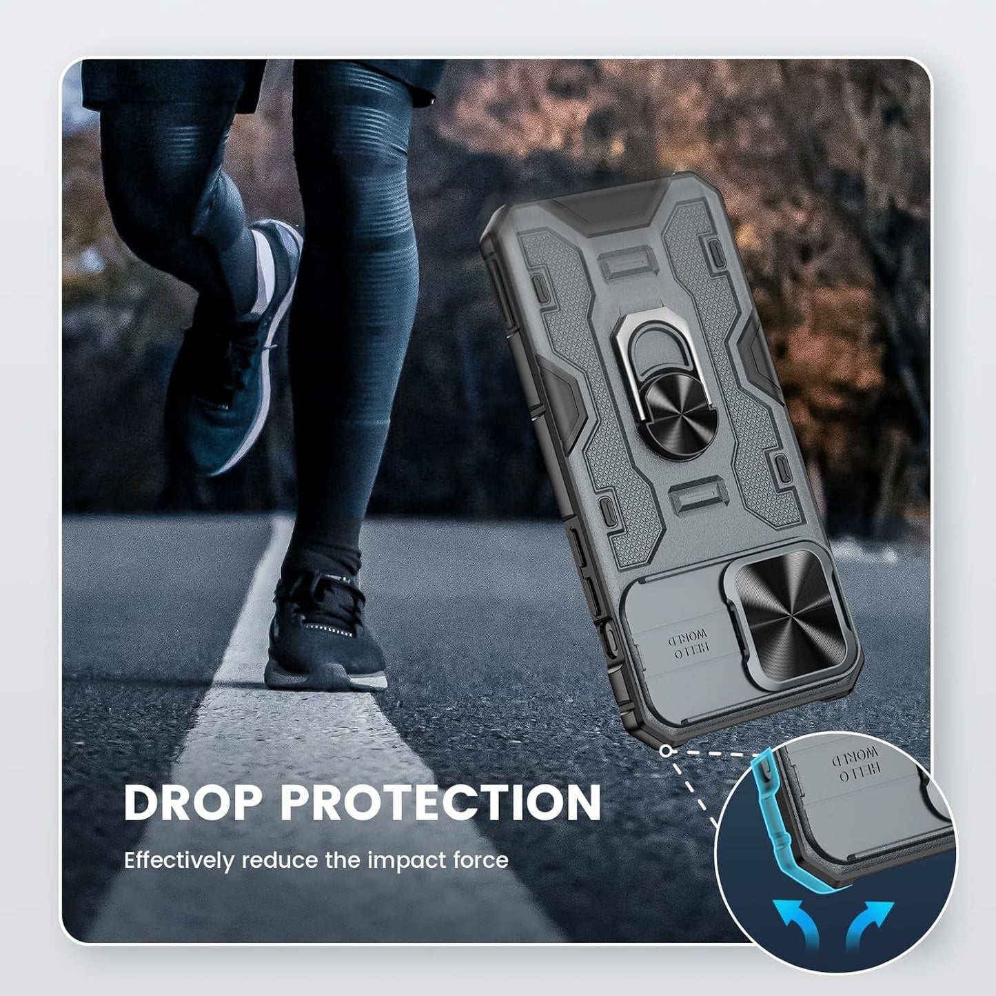 NULETO for Iphone 15 Pro Max Stand Case with Rotatable Kickstand [Ring Holder] and Slid Camera Cover, 15 Pro Max Phone Case with Screen Protector and Magnetic Magnet for Iphone 15 Promax 6.7, Grey  NULETO   