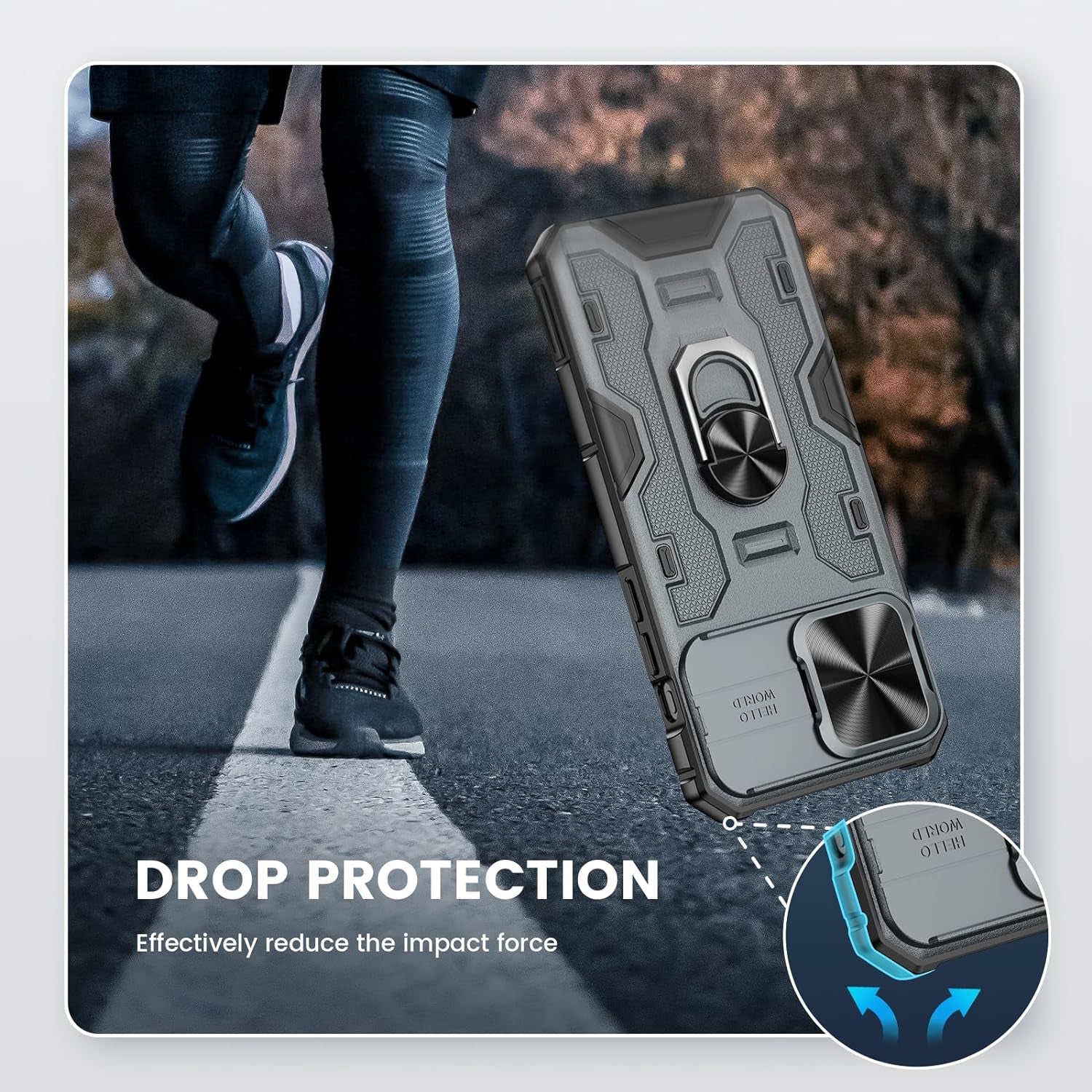 NULETO for Iphone 15 Pro Max Stand Case with Rotatable Kickstand [Ring Holder] and Slid Camera Cover, 15 Pro Max Phone Case with Screen Protector and Magnetic Magnet for Iphone 15 Promax 6.7, Grey  NULETO   