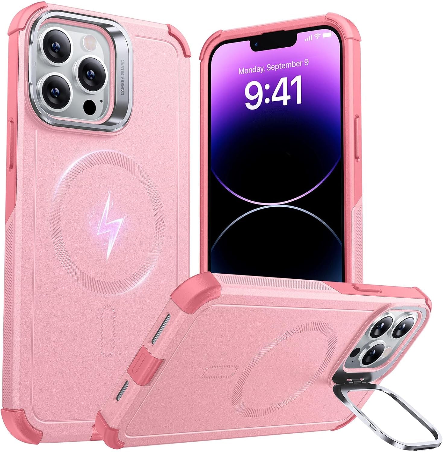 ESR for Iphone 17 Pro Case with Stash Stand, 7X Military-Grade Drop Protection with Camera Control, Shock-Absorbing Phone Rugged Cover, Compatible with Magsafe Accessories, Cyber Series, Black