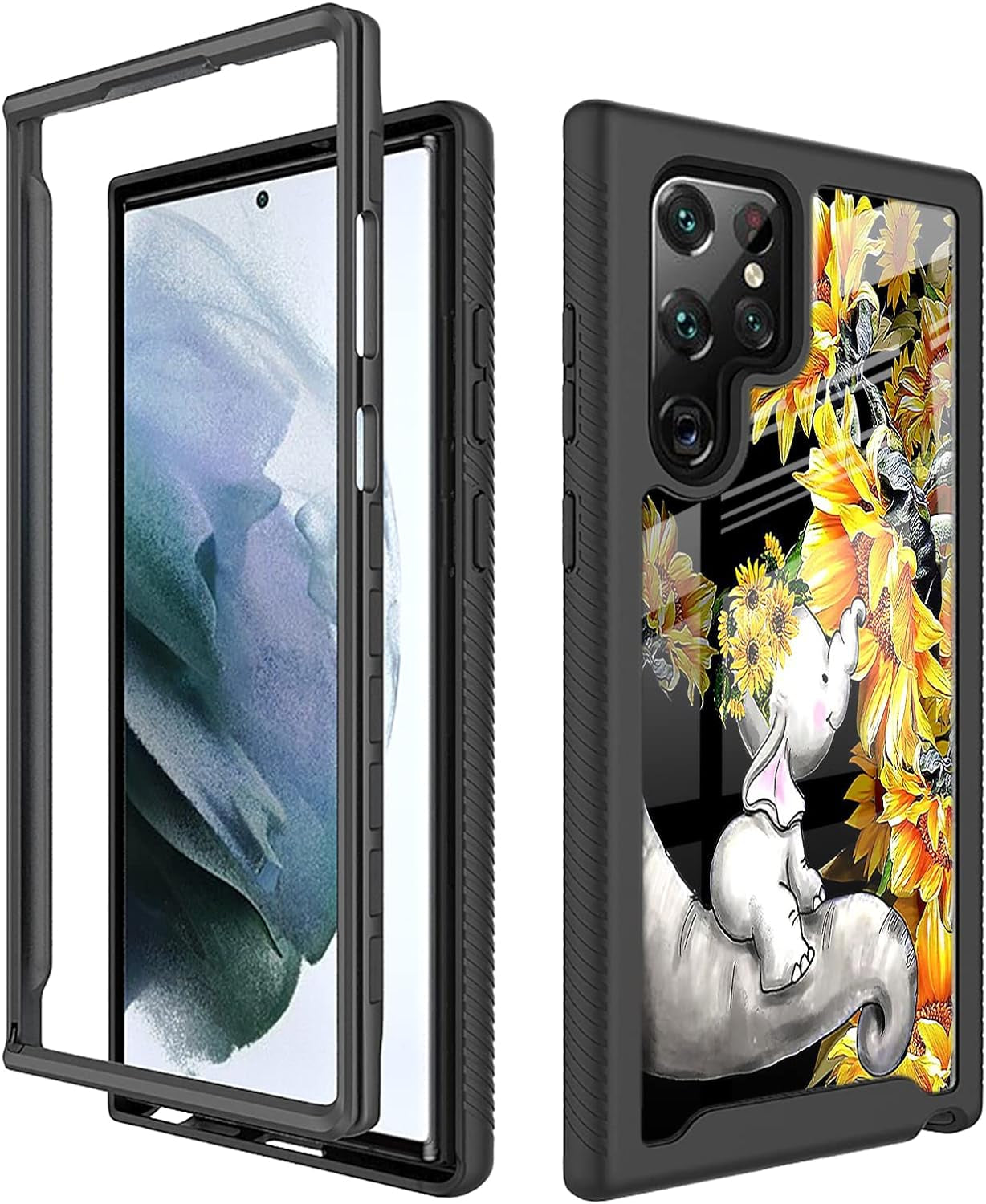 Compatible with Samsung Galaxy S22 Ultra Case Cartoon Cats for Boys Girls Full-Body Dual Layer Rugged Shockproof Bumper Heavy-Duty Protective Cover