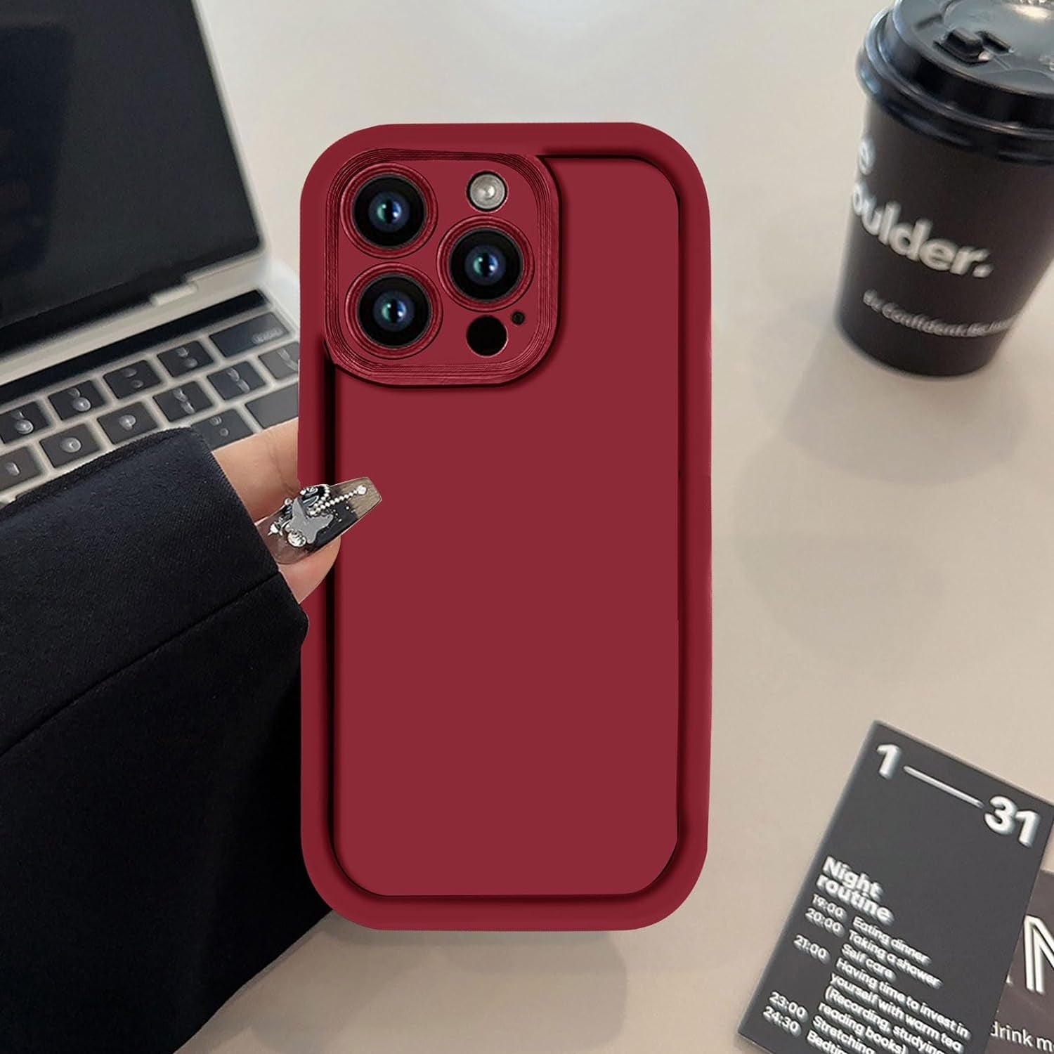 Aitipy Compatible with Iphone 13 Pro Max Case, Slim Soft Gel Rubber TPU Material, Full Camera Protection, Shockproof Protective Phone Case for Women Girls Boys (Red Wine)  Aitipy   