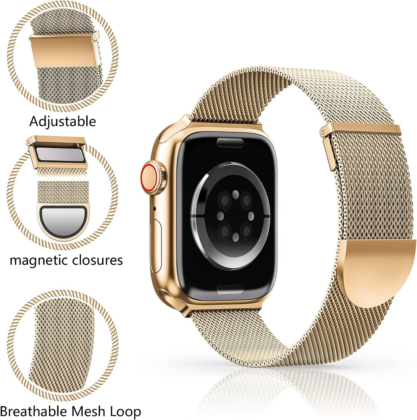 2 Pack Metal Magnetic Band Compatible with Apple Watch Bands 38Mm 40Mm 41Mm 42Mm 44Mm 45Mm 49Mm Women Men,Milanese Loop Stainless Steel Mesh Adjustable Strap for Iwatch Series 9 8 7 6 5 4 3 2 SE Ultra