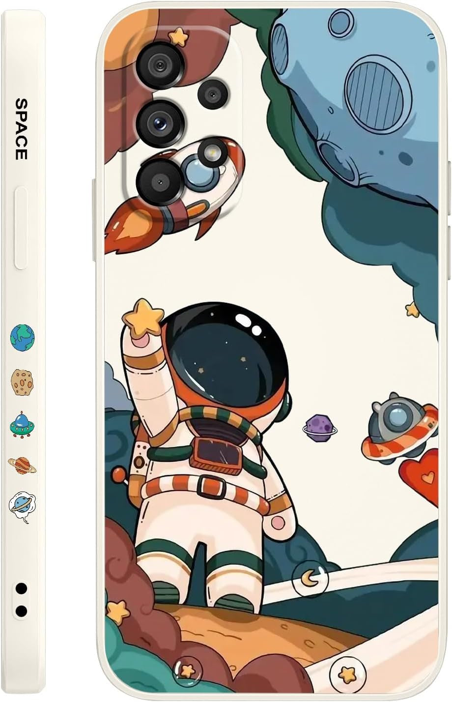 For Samsung Galaxy A53 5G Case Side Creative Design Soft Silicone Drop Protective Flower Case for Samsung A53 5G-Astronaut White