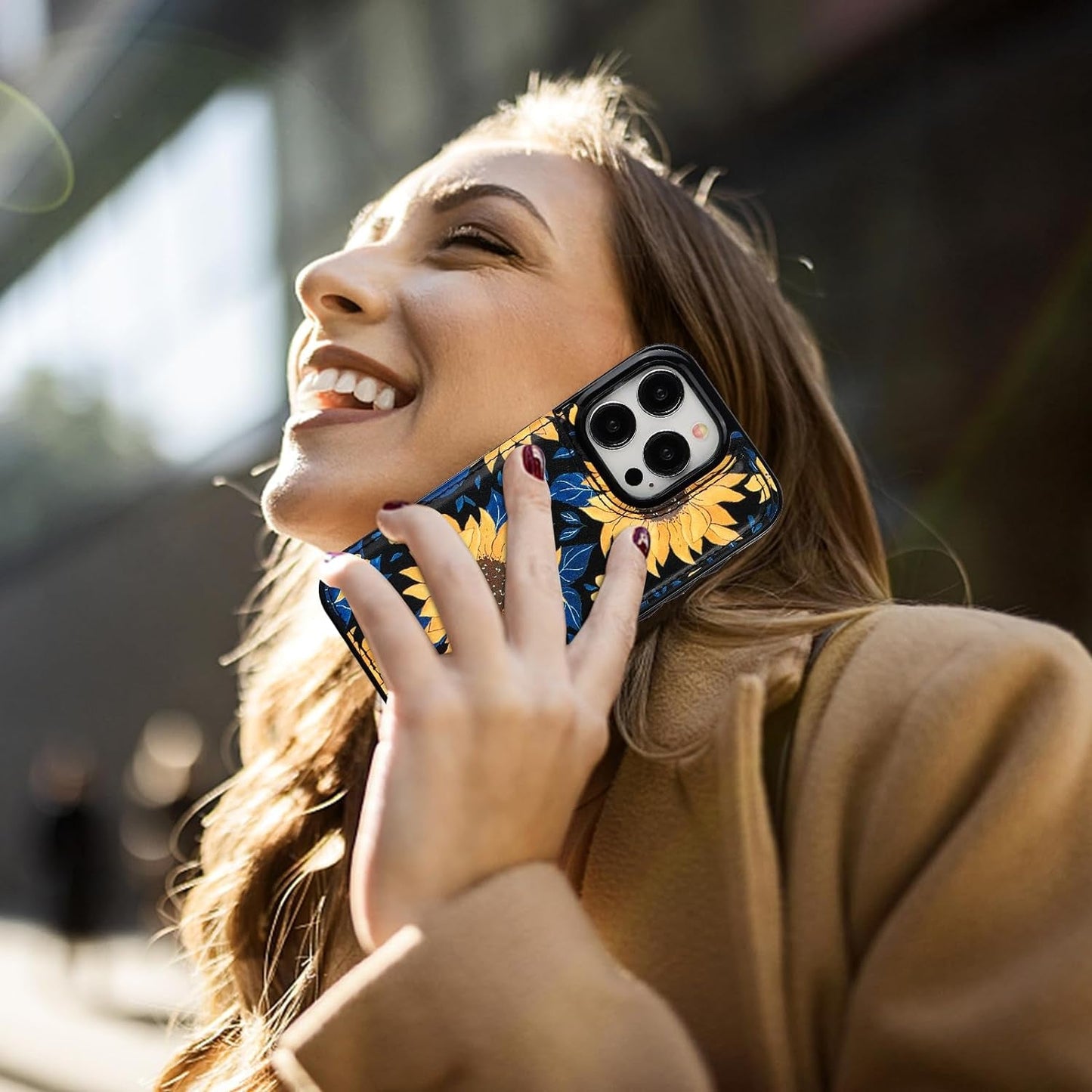 HAOPINSH for Iphone 15 Pro Wallet Case with Card Holder, Blooming Sunflowers Pattern Back Flip Folio PU Leather Kickstand Card Slots Case for Women Girls, Double Magnetic Clasp Cover 6.1"  HAOPINSH   