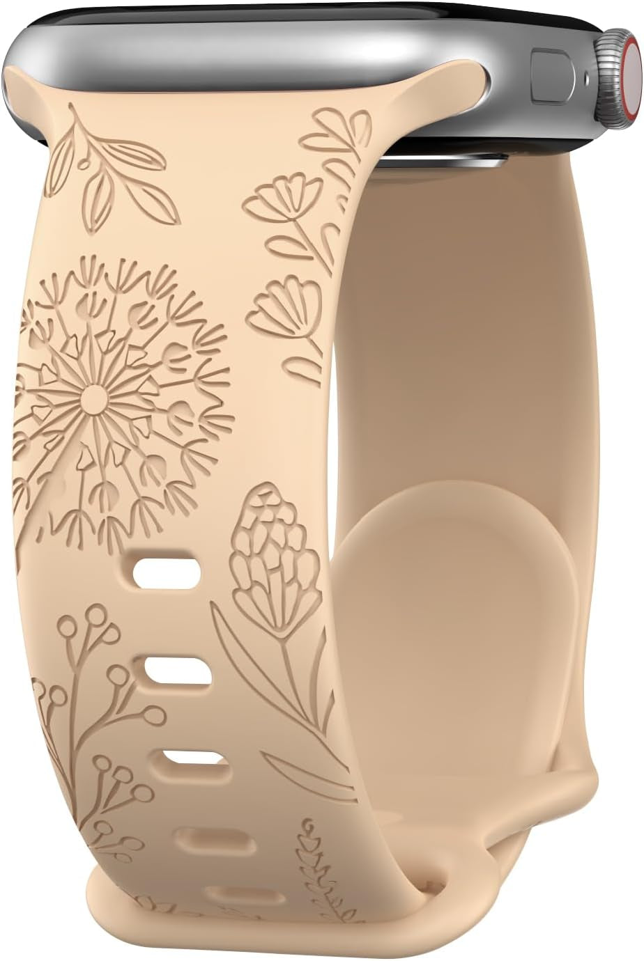 Floral Engraved Bands Compatible with Apple Watch Band for Women 44Mm 40Mm 38Mm 41Mm 45Mm 49Mm 42Mm, Soft Silicone Dandelion Pattern Sport Strap for Iwatch Bands Series Ultra 2 SE 9 8 7 6 5 4 3 2 1