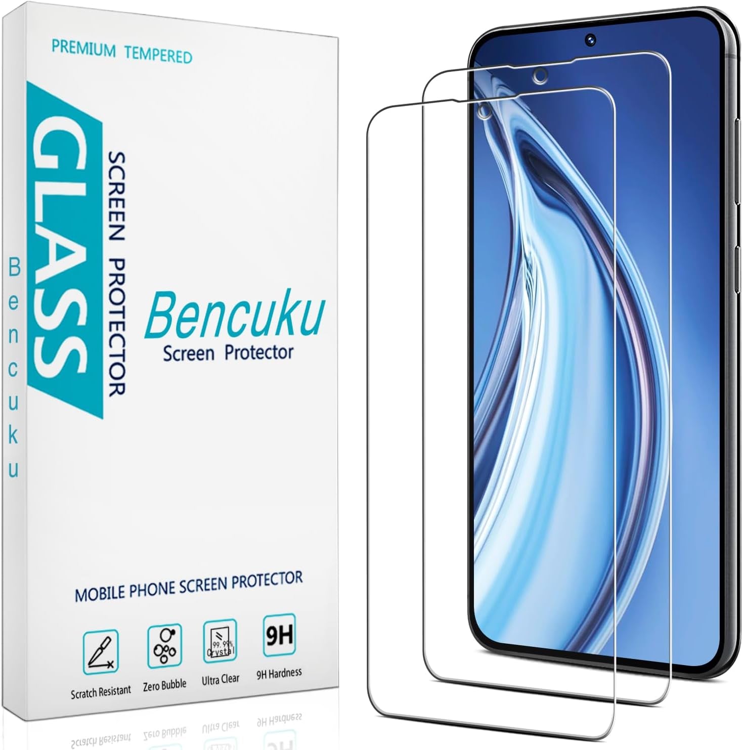 (2 Pack) Designed for Samsung Galaxy S23 FE Tempered Glass Screen Protector, 9H Hardness, anti Scratch, Bubble Free, Case Friendly