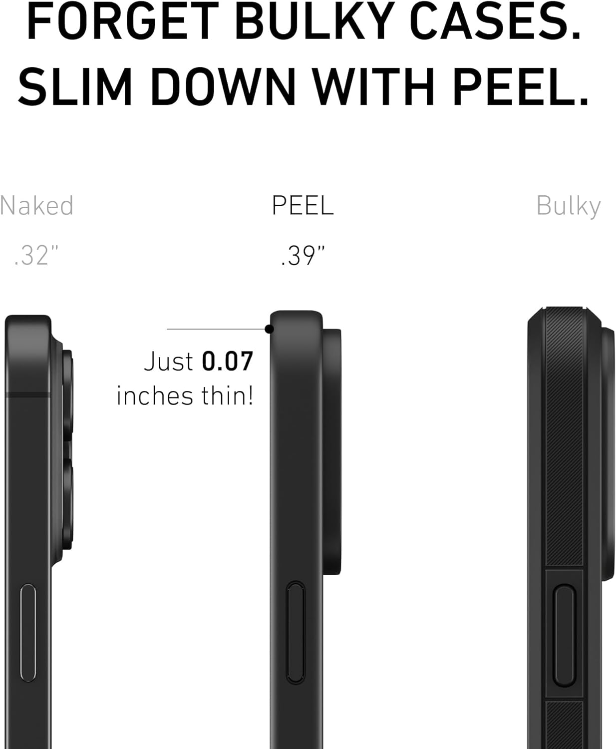 PEEL Magnetic Case Compatible with Iphone 15 Pro (Black) – Embedded Magsafe Compatible Magnet, Thin Minimalist Design – Protects and Showcases Your Device  PEEL   