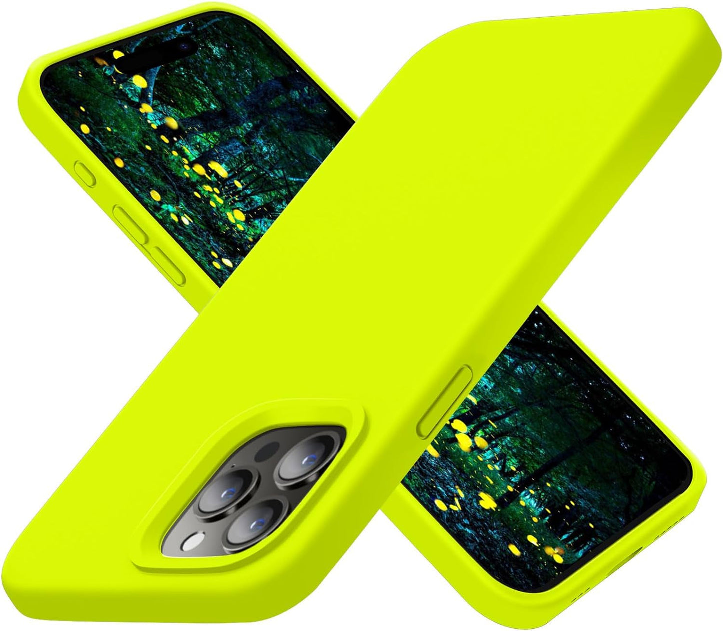Cordking Designed for Iphone 15 Pro Case, Silicone Ultra Slim Shockproof Protective Phone Case with [Soft Anti-Scratch Microfiber Lining], 6.1 Inch, Alpine Green  Cordking Fluorescent Green  