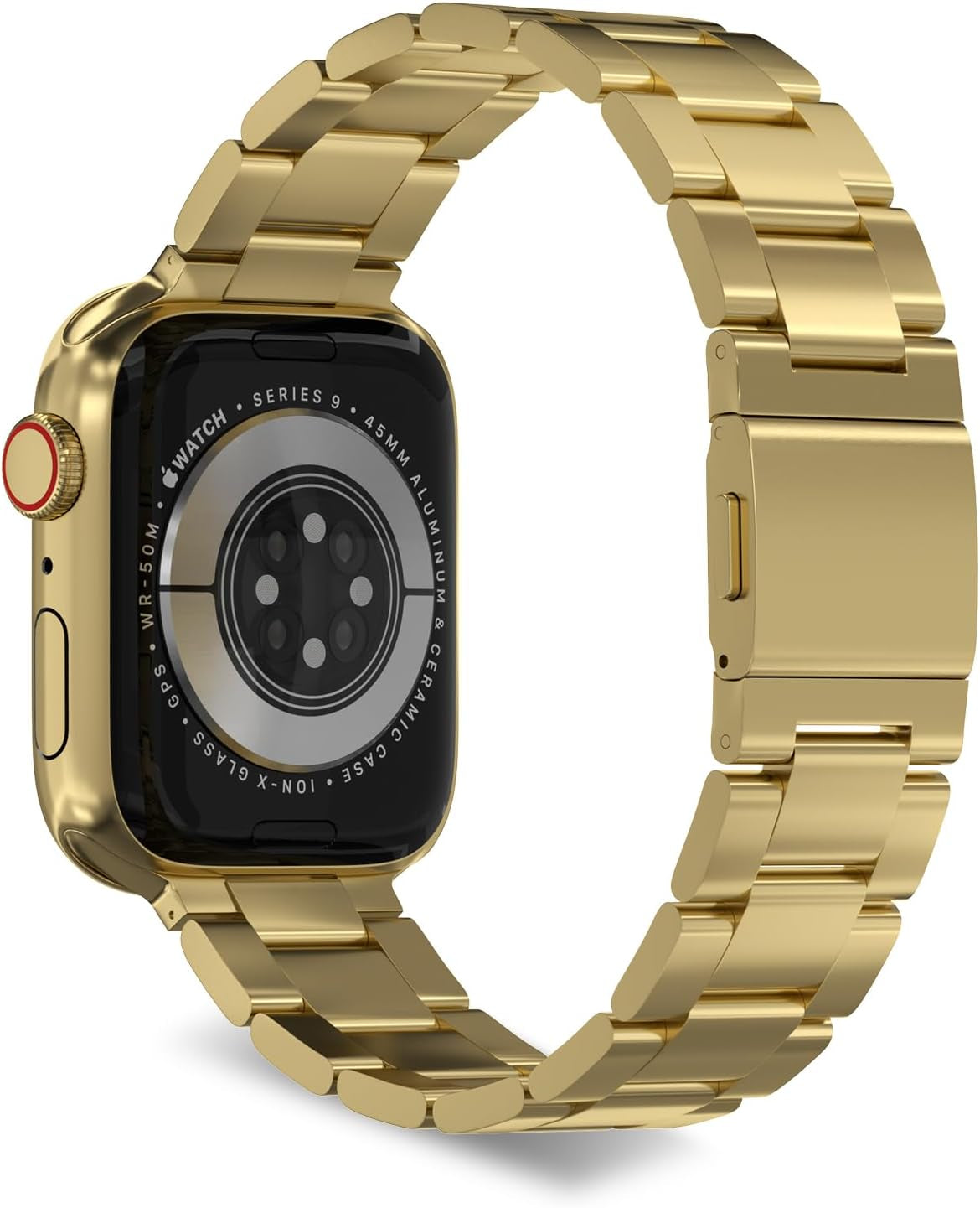 Finestone Metal Band for Apple Watch - No Tool Needed Apple Watch Stainless Steel Band Compatible with Apple Watch 41Mm 40Mm 38Mm - Magnetic Clasp Strap for Iwatch Series 9/8/7/6/5/4/3/2/1 SE Gold