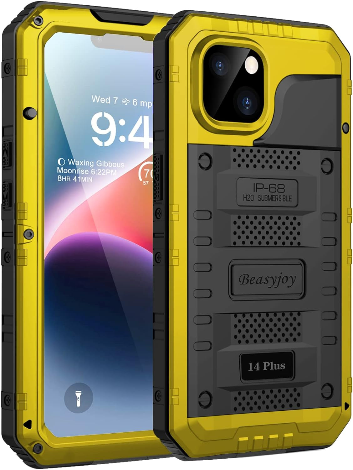 Beasyjoy Waterproof Case for Iphone 14 Pro, Metal Full Body Sealed Phone Case with Built-In Screen Protector, Military Grade Heavy Duty Defender Armor Shockproof Rugged Case 6.1 Inch, Camo  Beasyjoy   