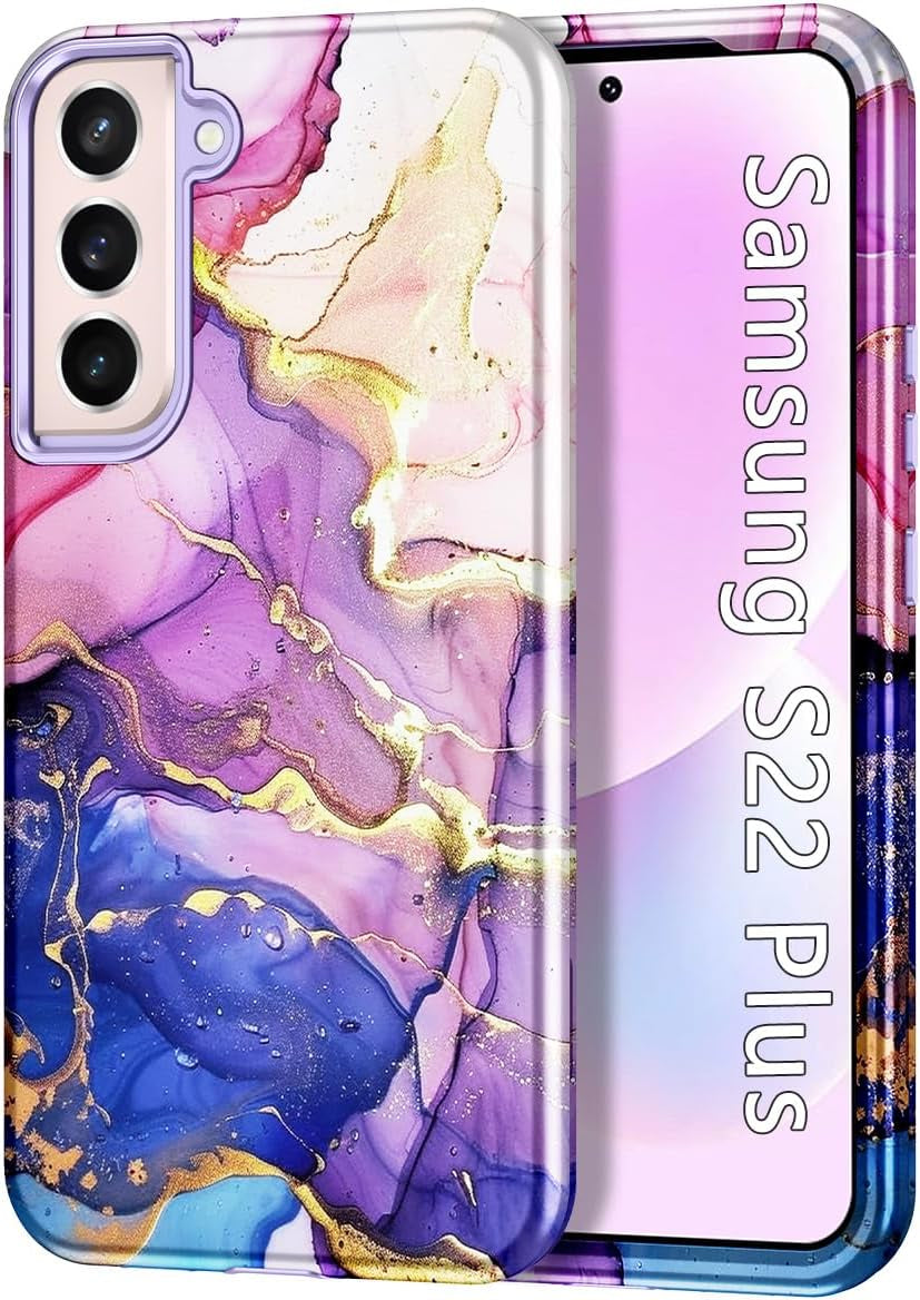 Btscase for Samsung Galaxy S22 plus Case, [Military Grade Drop Tested] Marble Pattern Design Slim Rugged Shockproof Women Girls Men Protective Anti-Scratch Cover for Galaxy S22 plus 5G, Cobalt Blue