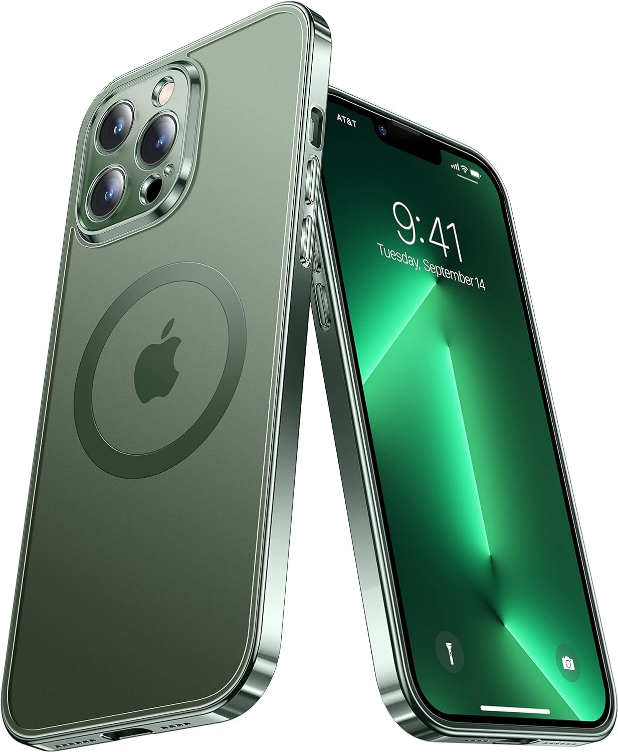 Alphex Polished Titanium for Magsafe Iphone 14 Pro Case, [12FT Military Grade Shockproof] Official Color Match for Iphone, Matte Back, Shockproof Bumper, Magnetic Phone Cover 6.1 Inch, Silver  Alphex   