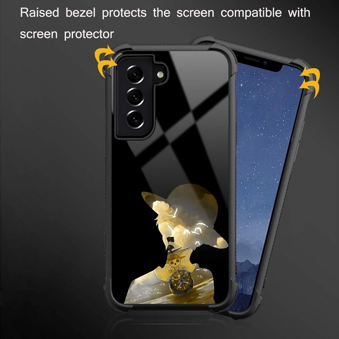 Compatible with Samsung Galaxy S22 plus Case,Man and Boat Anime Pattern Design Shockproof Non-Slip Case for Samsung Galaxy S22 Plus
