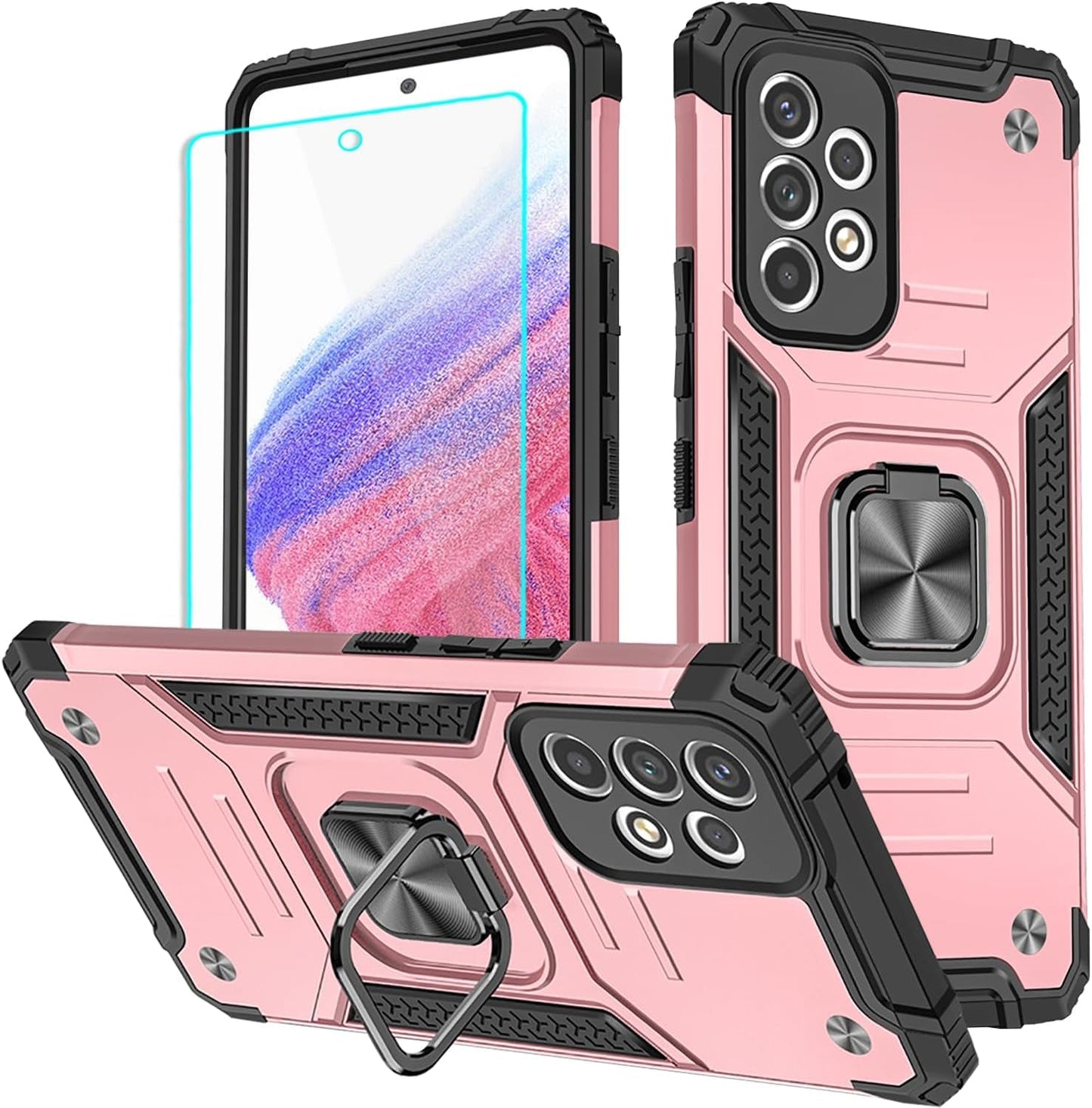 For Samsung A53 5G Case, Galaxy A53 5G Case with HD Screen Protector, 360°Military Grade Rotatable Kickstand (Heavy Duty) Shockproof Protective Fit Cases for Samsung Galaxy A53 5G (Green)