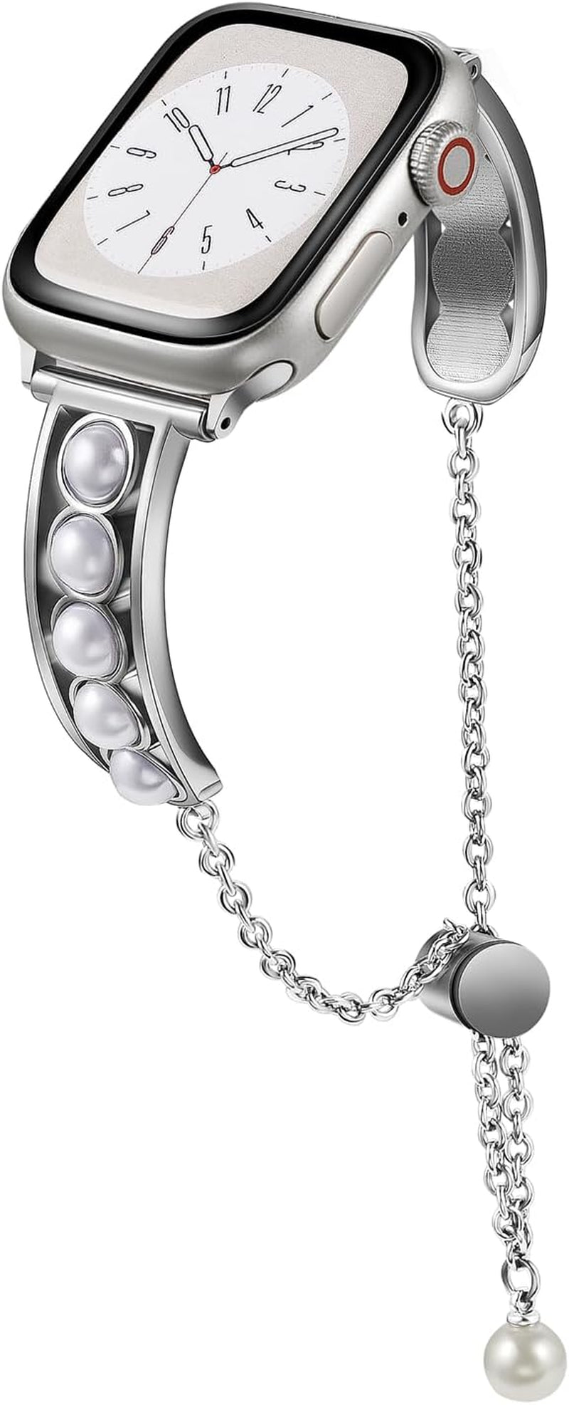 Elegant Pearl Chain Compatible with Apple Watch Band 49Mm 45Mm 44Mm 42Mm 41Mm 40Mm 38Mm, Luxury Stainless Steel Strap for Iwatch Ultra 2 1 Series 9 8 7 SE 6 5 4 3 2 1
