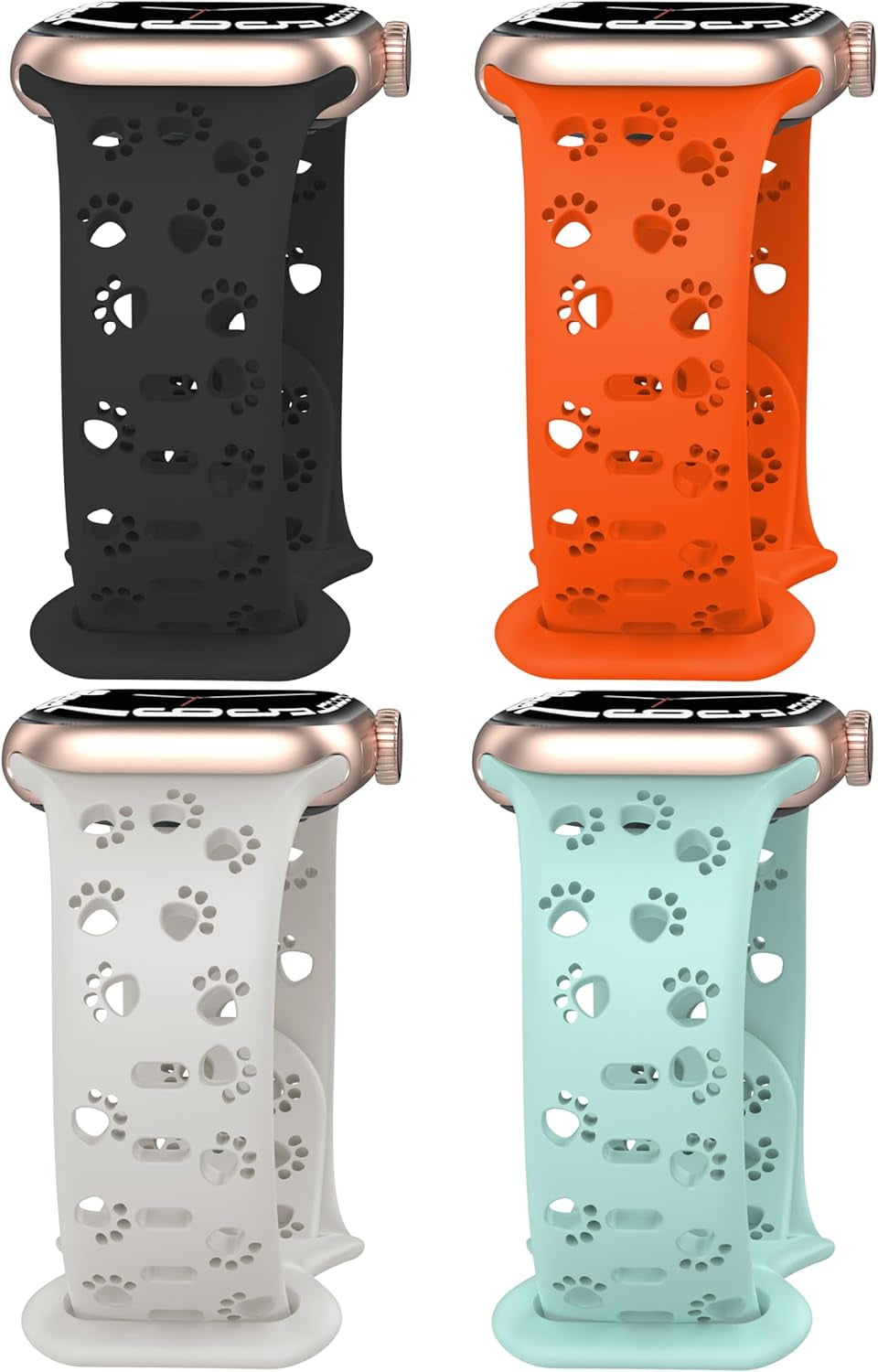 4 Pack Silicone Bands Compatible with Apple Watch Band 38Mm 40Mm 41Mm 42Mm 44Mm 45Mm 49Mm, Hollow-Out Design Wristbands Soft Sport Breathable Watch Bands for Iphone Iwatch Ultra SE Series 9 8 7 6 5 4 3 2 1