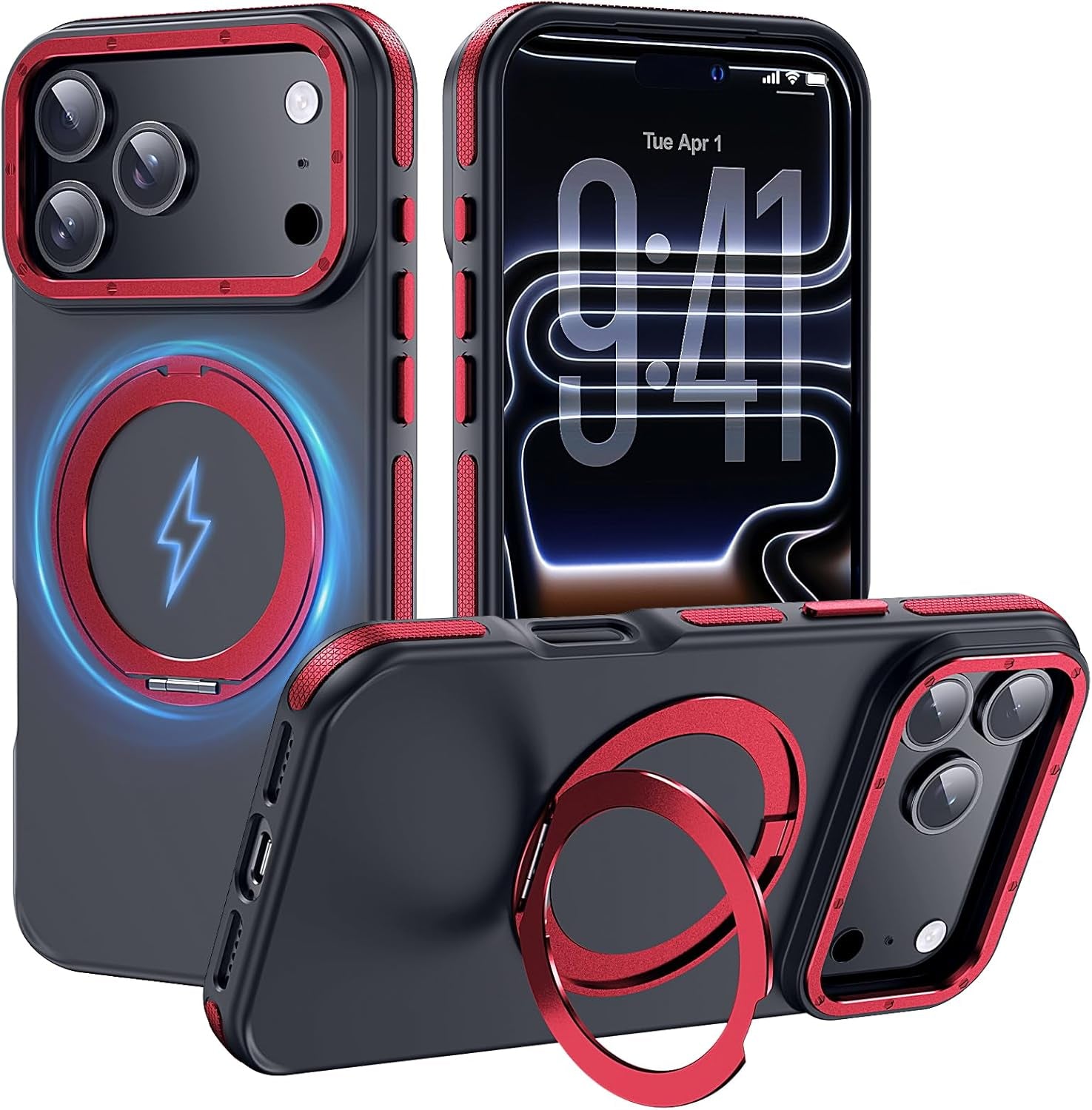 For Iphone 17 Pro Max Case with Camera Lens Protector[10Ft Military-Grade Protection] Compatible with Fit Magsafe Shockproof Slim Thin Cover Case for Iphone 17 Pro Max 6.9 Inch, Orange Bumper