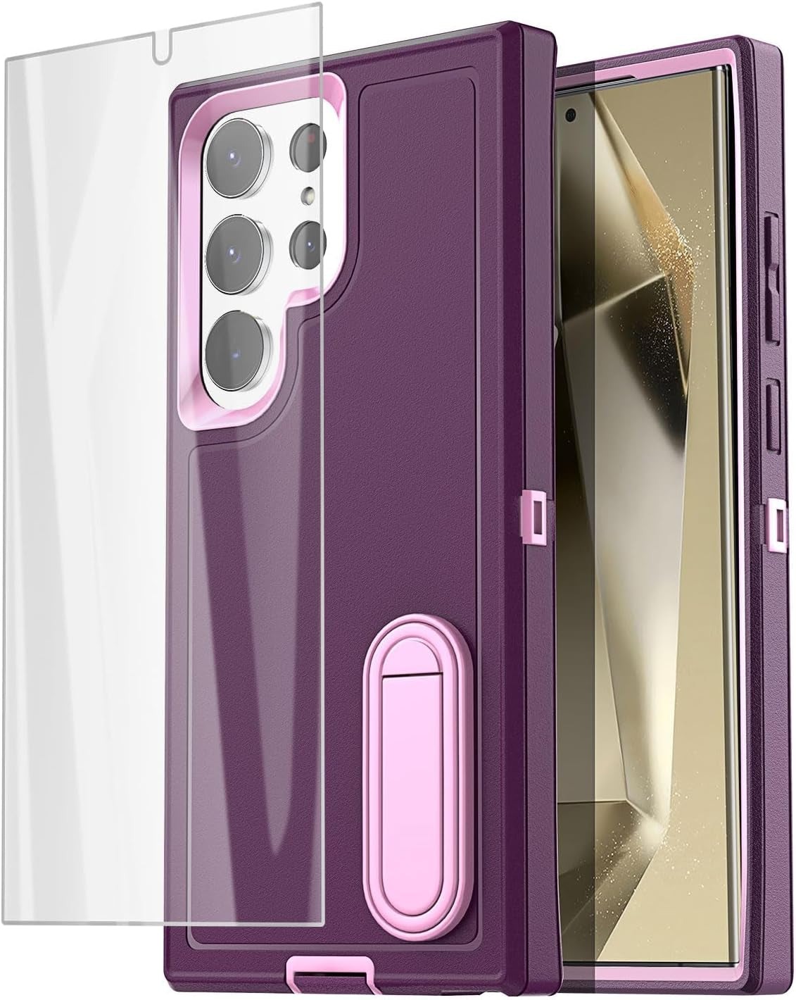 Aicase for Samsung Galaxy S24 Ultra Case with Glass Screen Protector,Heavy Duty Drop Protection Full Body Rugged Shockproof Military Protective Tough Durable Cover for Galaxy S24 Ultra 6.8" 5G 2024_1