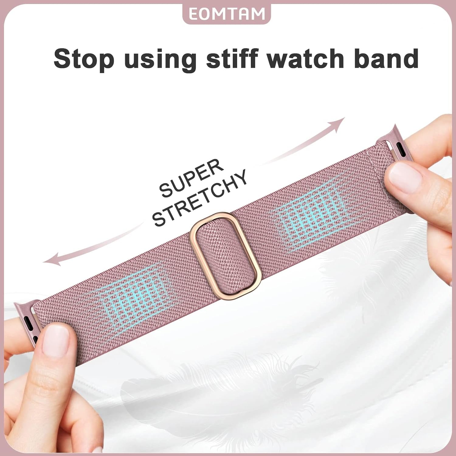 EOMTAM 5 Pack Stretchy Nylon Compatible for Apple Watch Ultra 2/1 Band 38Mm 40Mm 41Mm 42Mm 44Mm 45Mm 49Mm Women Men,Elastic Cloth Sport Wristbands Solo Loop for Iwatch Series 9 8 SE 7 6 5 4 3