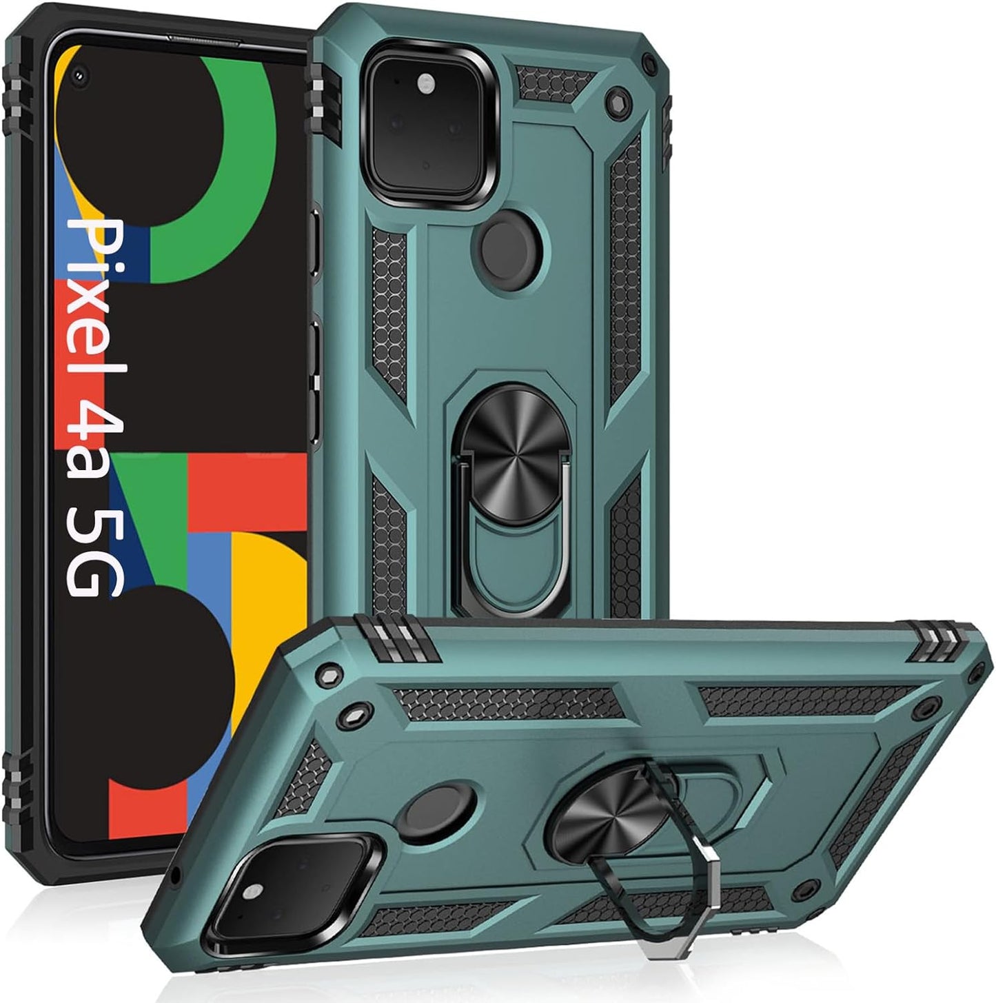 ADDIT Phone Case for Google 4A 5G,Google Pixel 4A 5G Case, Military Grade Protective Google Pixel 4A 5G Cases Cover with Ring Car Mount Kickstand for Google Pixel 4A 5G - Red  ADDIT Teal Google Pixel 4A [5G] 