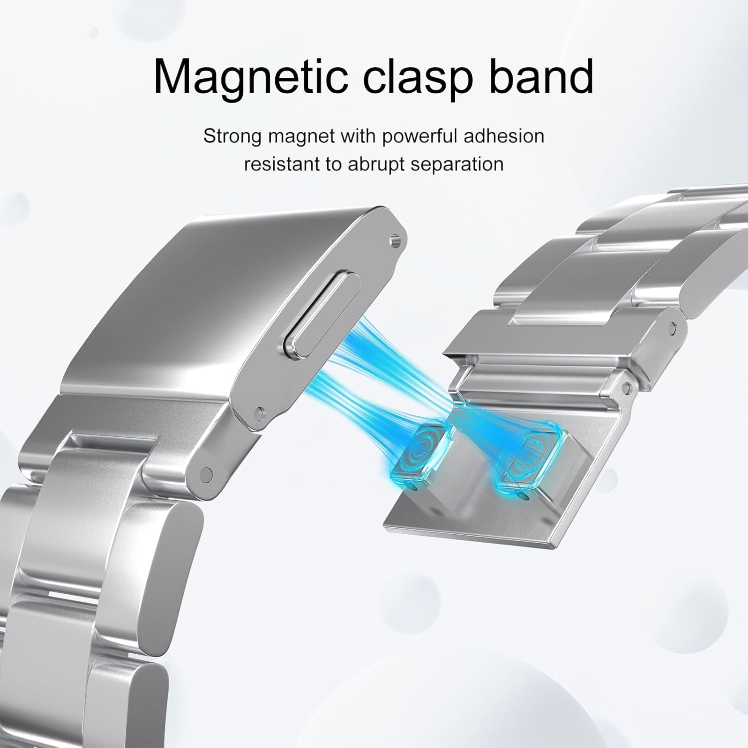 Finestone Metal Band for Apple Watch - No Tool Needed Apple Watch Stainless Steel Band Compatible with Apple Watch 41Mm 40Mm 38Mm - Magnetic Clasp Strap for Iwatch Series 9/8/7/6/5/4/3/2/1 SE Silver