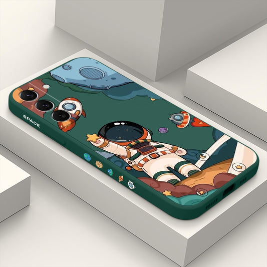 Galaxy S22 plus Case, Samsung S22 plus Case Slim Shockproof Silica Astronaut Pattern Side Creative Design S22 plus Phone Case-Astronaut Green