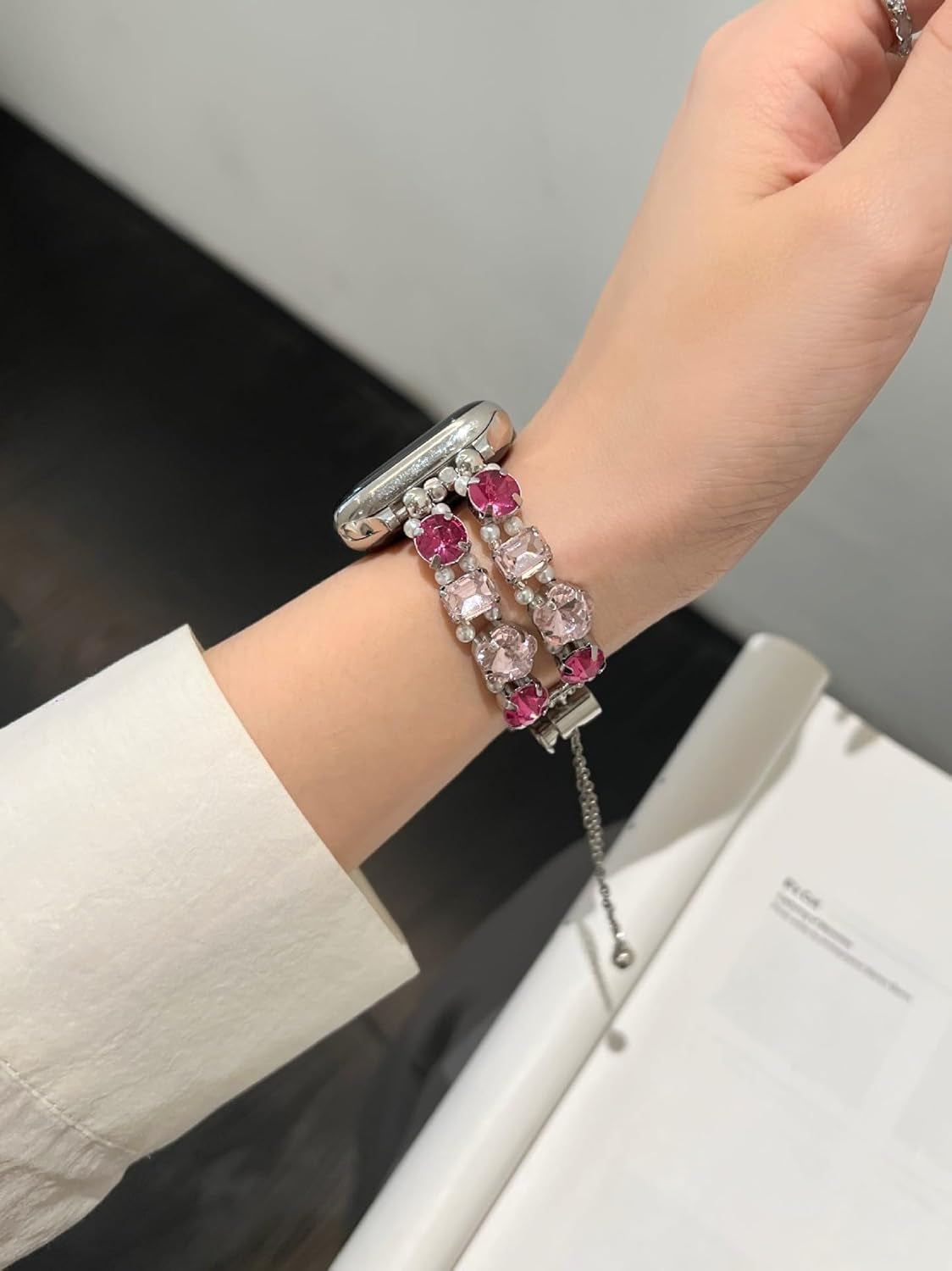 Beaded Bracelet Compatible with Apple Watch Bands 38Mm 40Mm 41Mm 42Mm 44Mm 45Mm 49Mm, Bling Diamond Jewelry Strap Fancy Adjustable Wristband for Iwatch Ultra SE Series 8 7 6 5 4 3 2 1