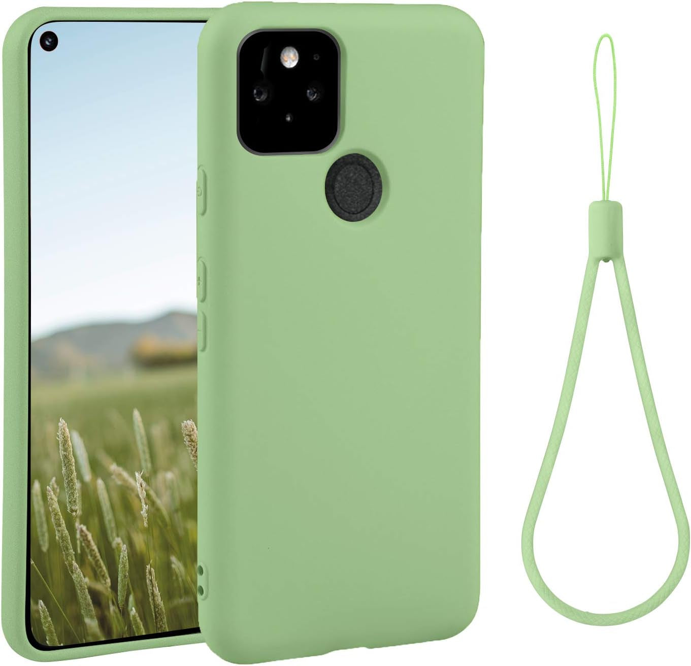 ABITKU Compatible with Google Pixel 5 Case,Slim Silicone Gel Rubber Case Cover (With Microfiber Lining) Full Body Shockproof Design for Google Pixel 5 6.0 INCH (Pink)  abitku Matcha Green  
