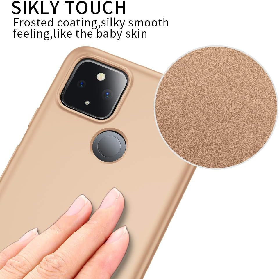 X-Level Google Pixel 5 5G Case Slim Fit Mobile Phone Case Soft Flexible TPU [Guardian Series] Matte Finish Ultra-Thin Light Coating Grip Full Protective Cell Phone Back Cover for Google 5 5G-Gold  pipilu   