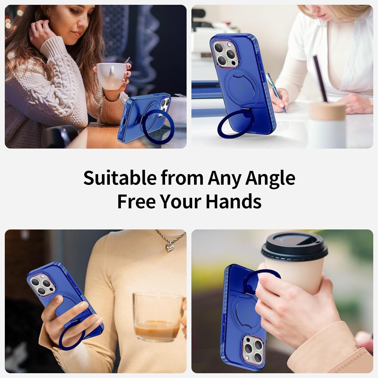 Flodsw Shockproof Case for Iphone 15 Pro,Compatible with Magsafe,Stronger Magnetic Iphone 15 Pro Case with Stand,Dual Layer Phone Case,[Military Drop Protection][Anti Yellowing] 6.1Inch,Blue  Flodsw   