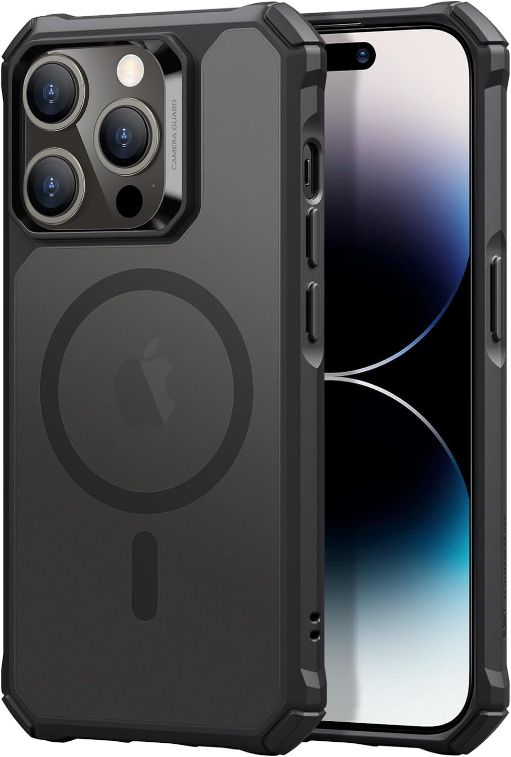 ESR for Iphone 14 Case/Iphone 13 Case, Compatible with Magsafe, Shockproof Military-Grade Protection, Air-Guard Corners, Magnetic Phone Case for Iphone 14/13, Air Armor Magnetic Case (Halolock),Black  Electronic Silk Road Corp Frosted Black-B Iphone 14 Pro Max 