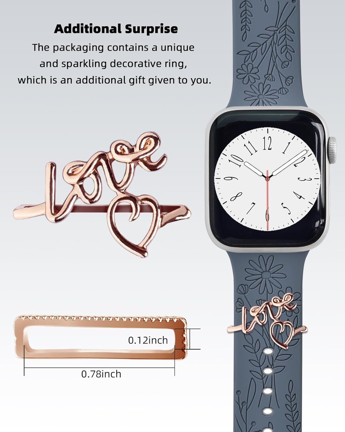 3 Pack Wildflower Engraved Bands Compatible with Apple Watch Band 40Mm 38Mm 41Mm 44Mm 42Mm 45Mm 49Mm Women, Floral Soft Silicone Sport Strap for Iwatch Bands Series SE 9 8 7 6 5 4 3 2 1 Ultra